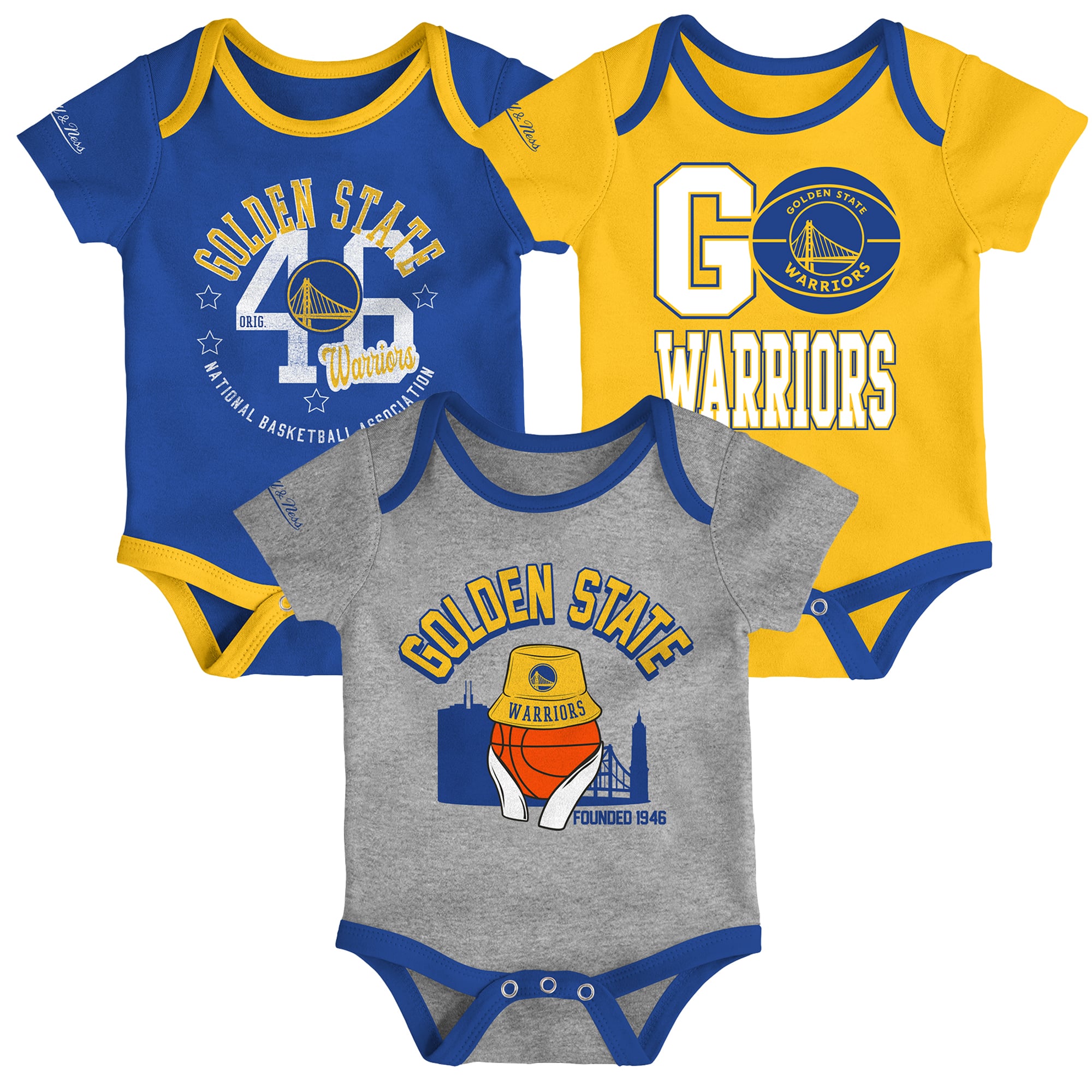 Ensemble de 3 bodies Mitchell & Ness Golden State Warriors pour bébé