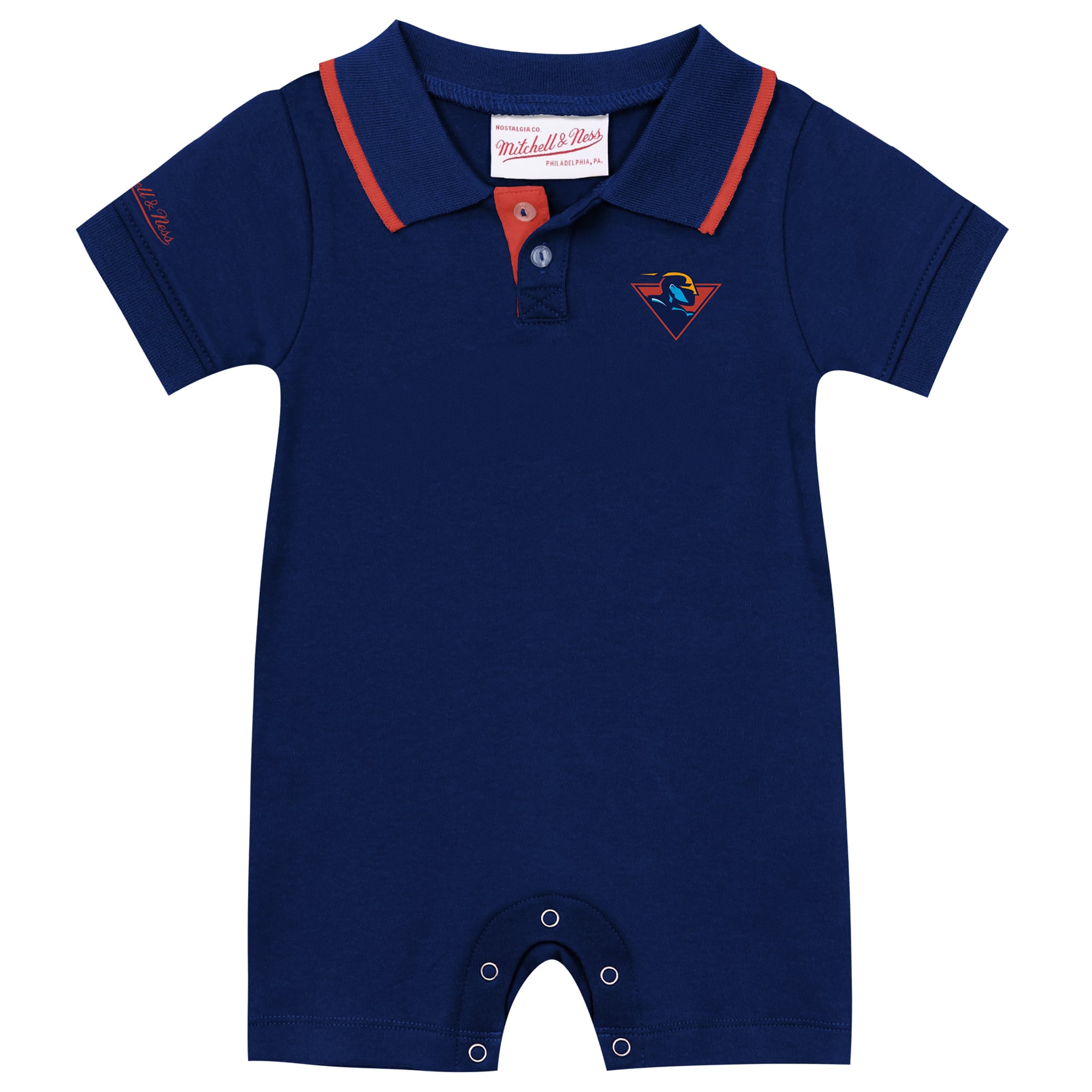 Infant Mitchell & Ness Stephen Curry Navy Golden State Warriors Retro Roots Player Rugby Romper