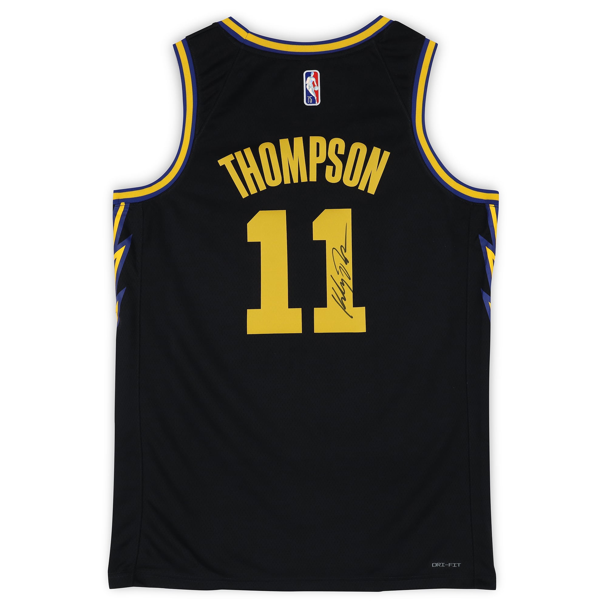 Maillot Nike City Edition Swingman noir autographié par Klay Thompson des Golden State Warriors (saison 2021-2022)