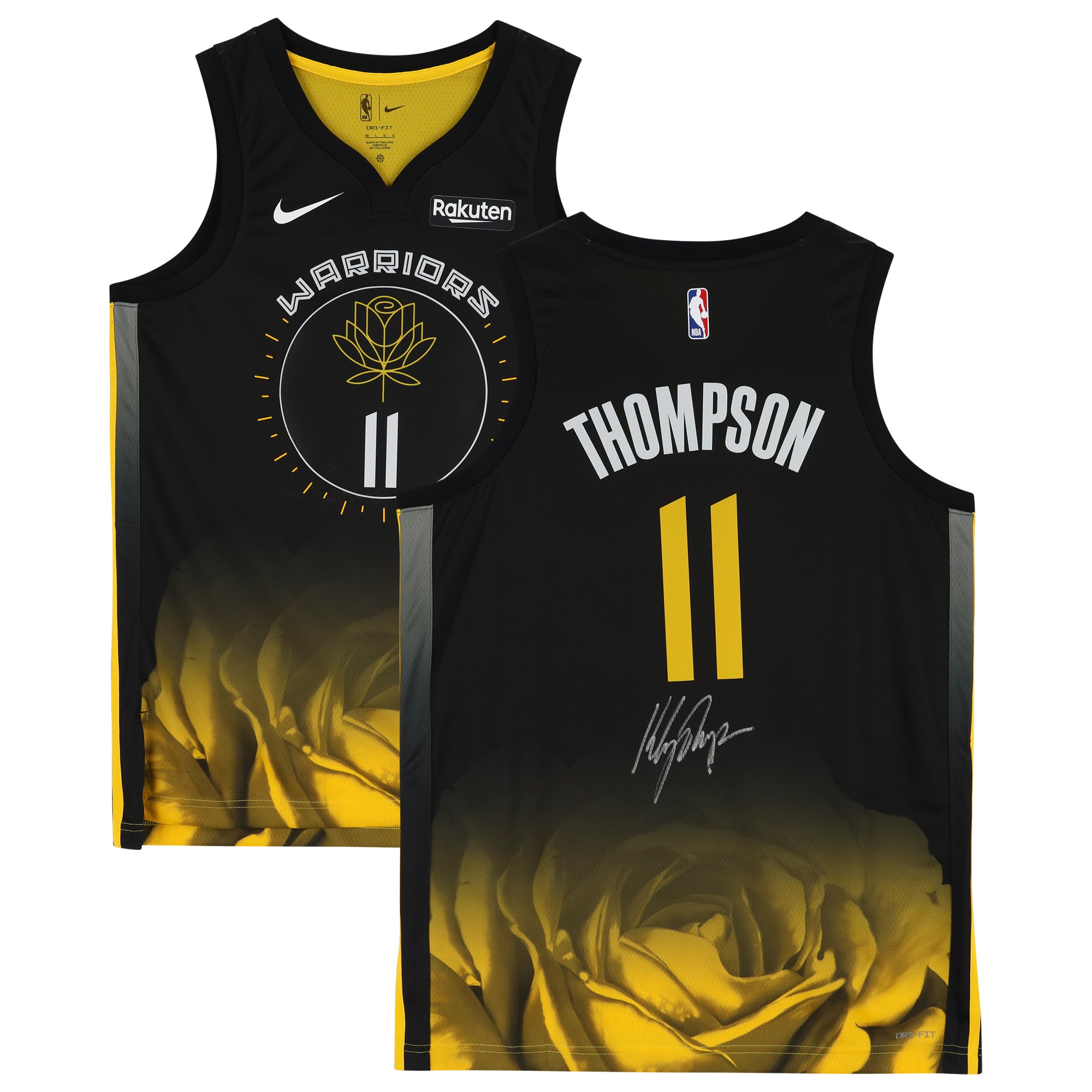 Maillot Swingman Nike City Edition 2022-2023 noir dédicacé par Klay Thompson des Golden State Warriors