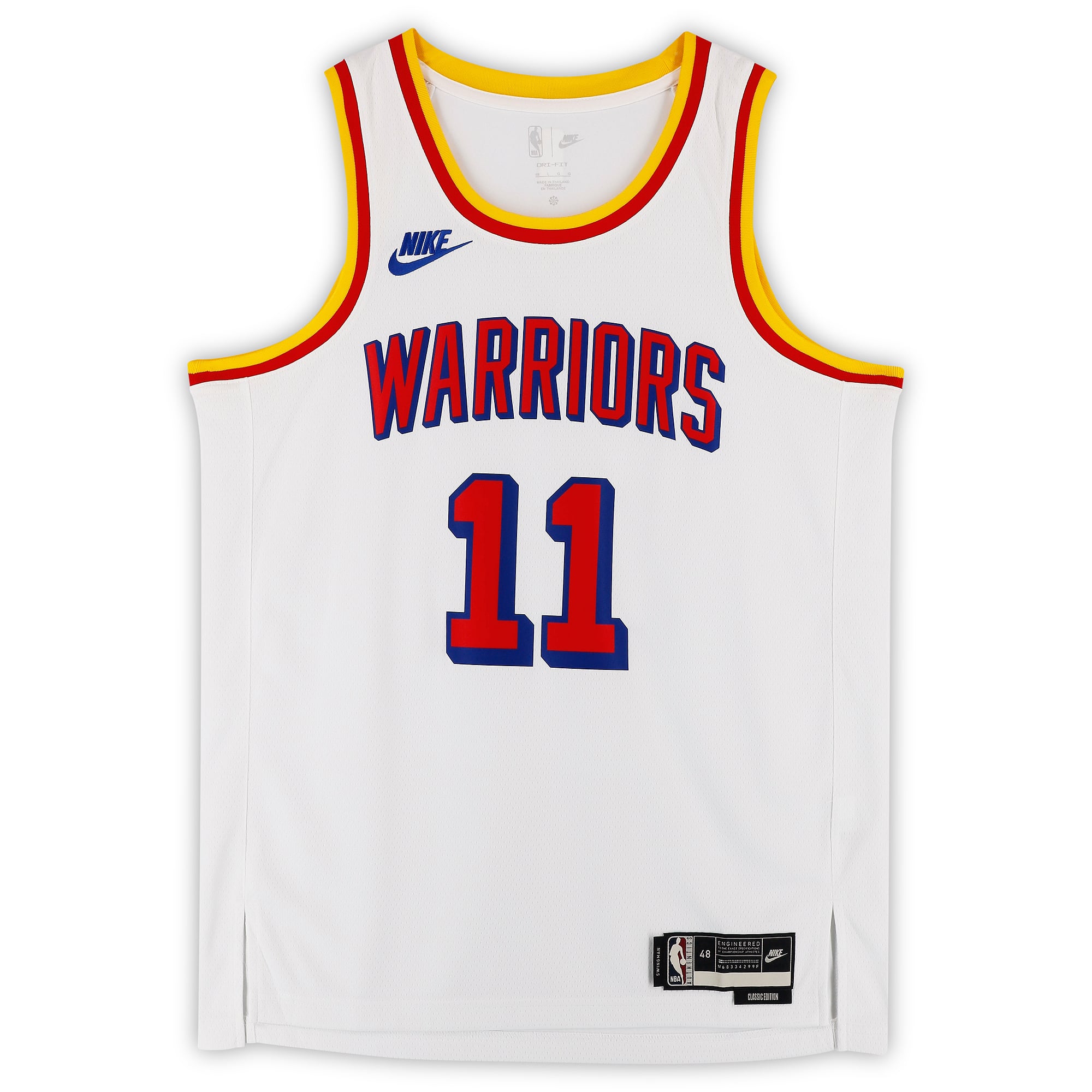 Maillot Swingman Nike Classic Edition blanc autographié par Klay Thompson des Golden State Warriors