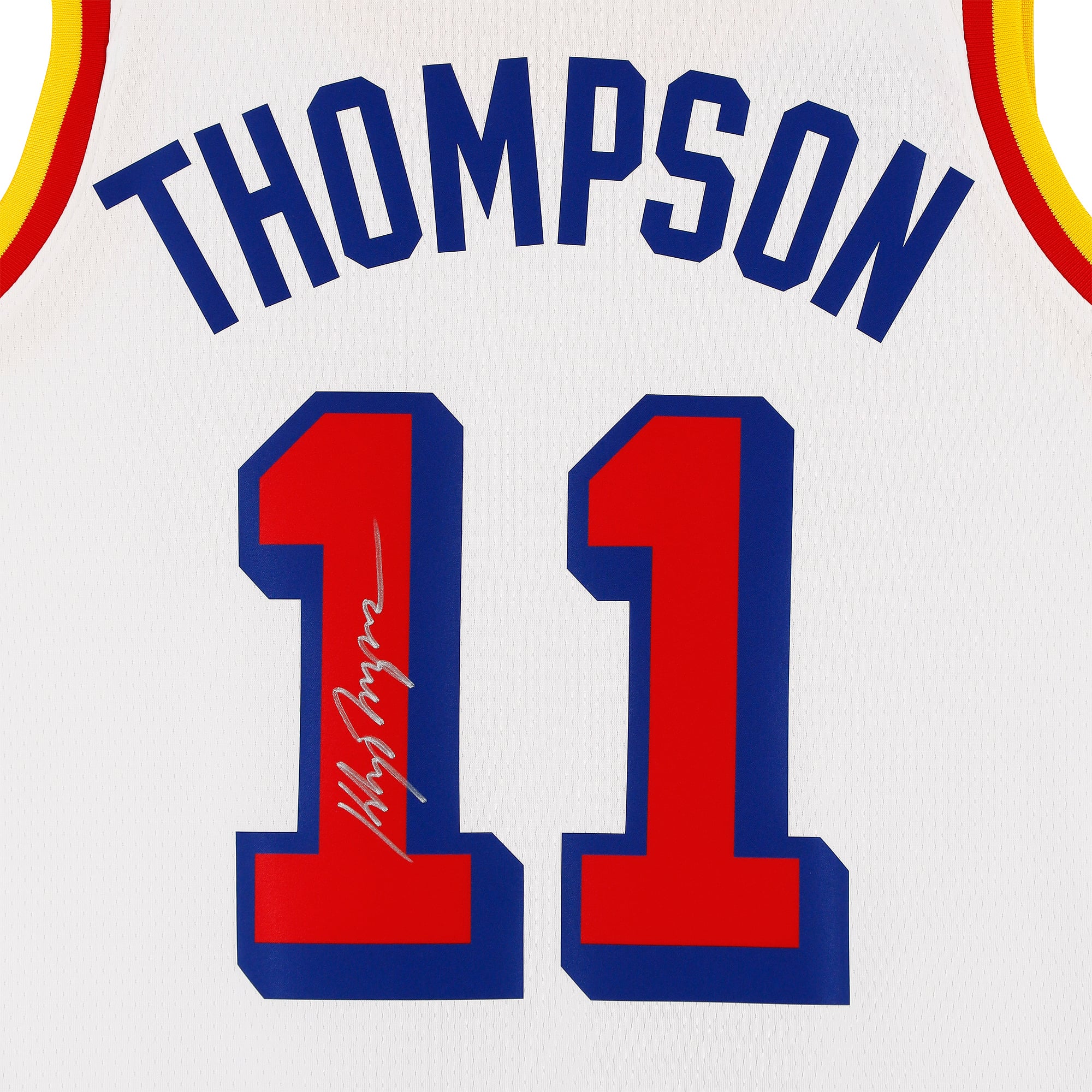 Maillot Swingman Nike Classic Edition blanc autographié par Klay Thompson des Golden State Warriors