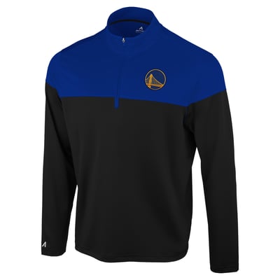 Golden State Warriors Antigua Hinder Quarter-Zip Pullover - Black/Royal