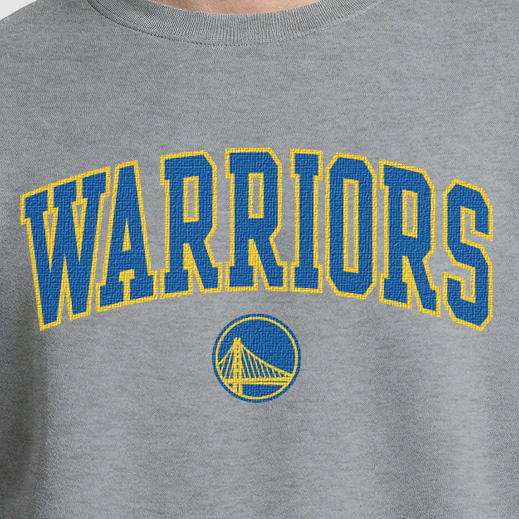 Sweat-shirt à col rond contrasté gris Champion Golden State Warriors pour homme