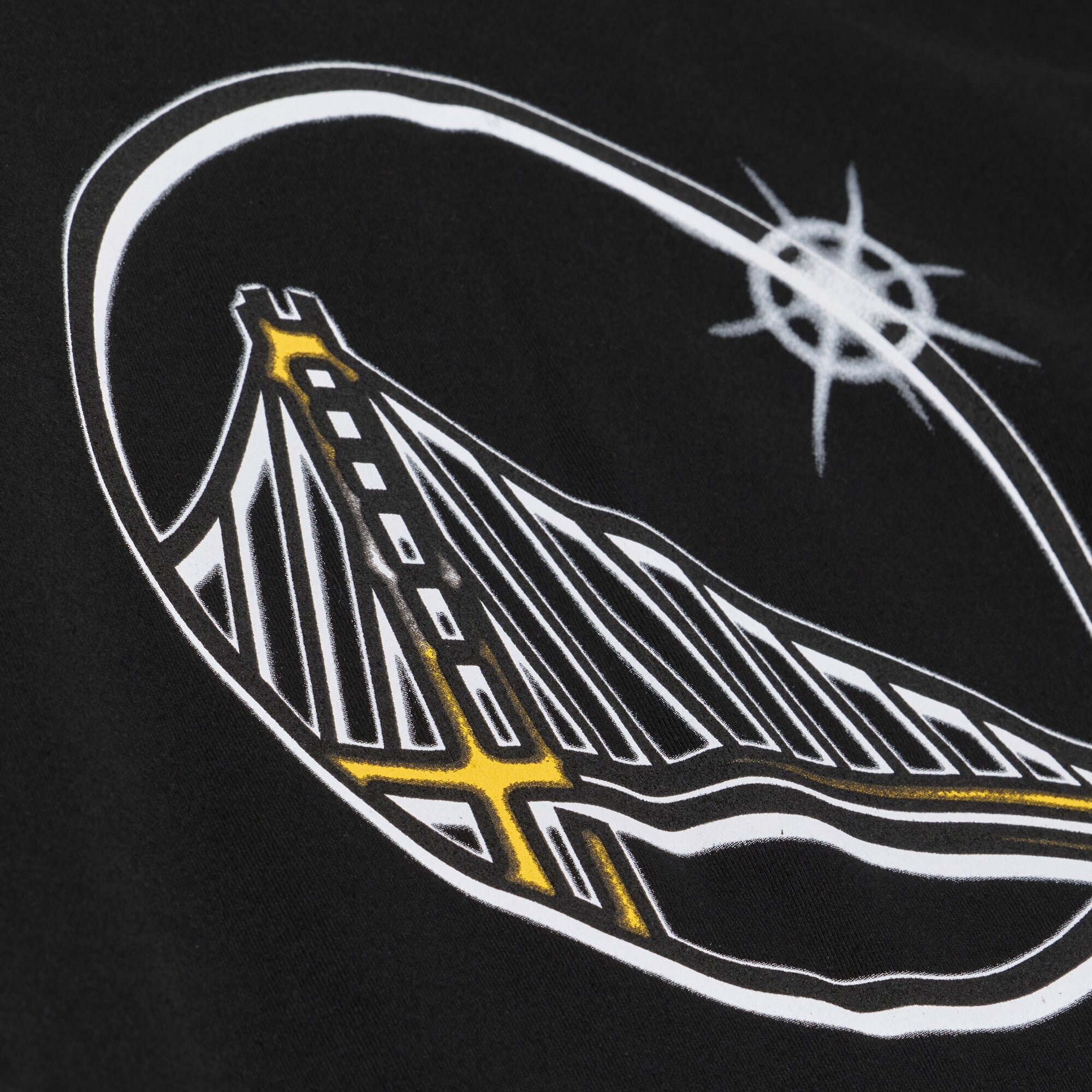 Sweat-shirt Mitchell & Ness noir pour homme, motif Golden State Warriors, effet aérographe