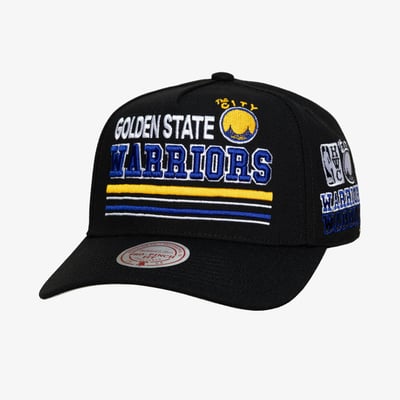  Golden State Warriors Mitchell & Ness Hardwood Classics Triple Check Pro Snapback Hat - Black