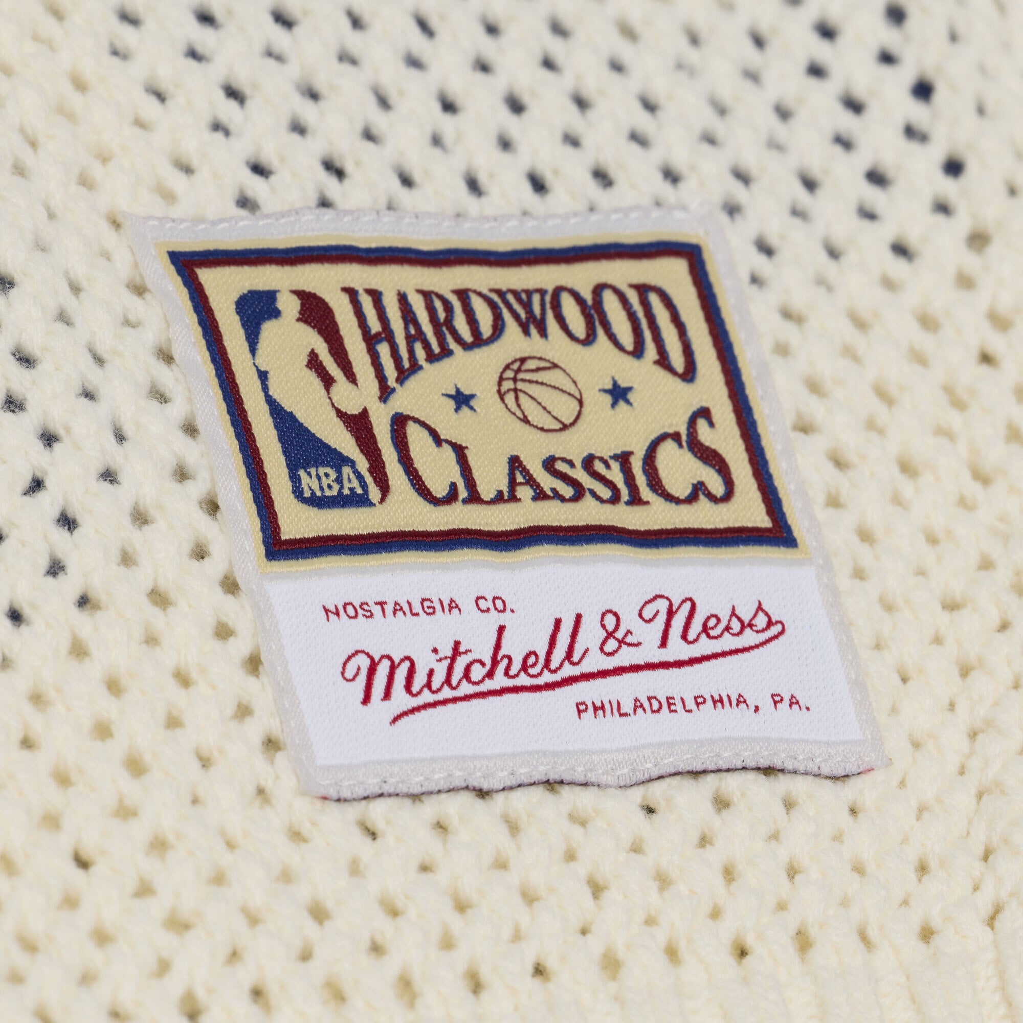 Men's Mitchell & Ness Cream Golden State Warriors Hardwood Classics Retro Roots Short Sleeve Sweater Jersey