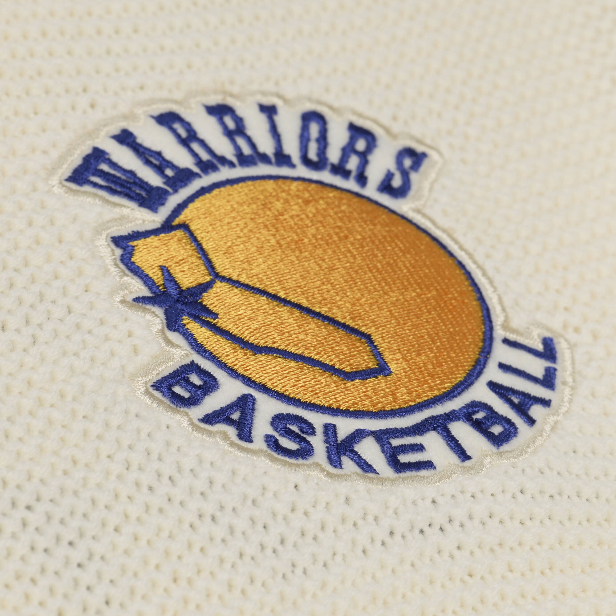Men's Mitchell & Ness Cream Golden State Warriors Hardwood Classics Retro Roots Short Sleeve Sweater Jersey