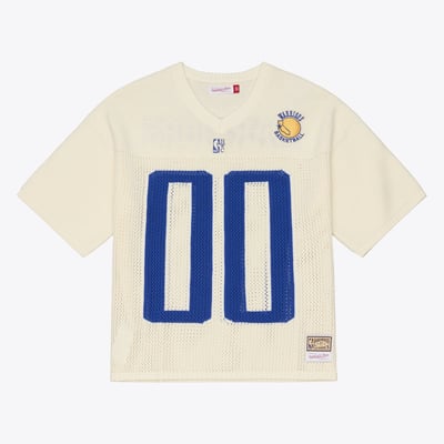  Golden State Warriors Mitchell & Ness Hardwood Classics Retro Roots Short Sleeve Sweater Jersey - Cream