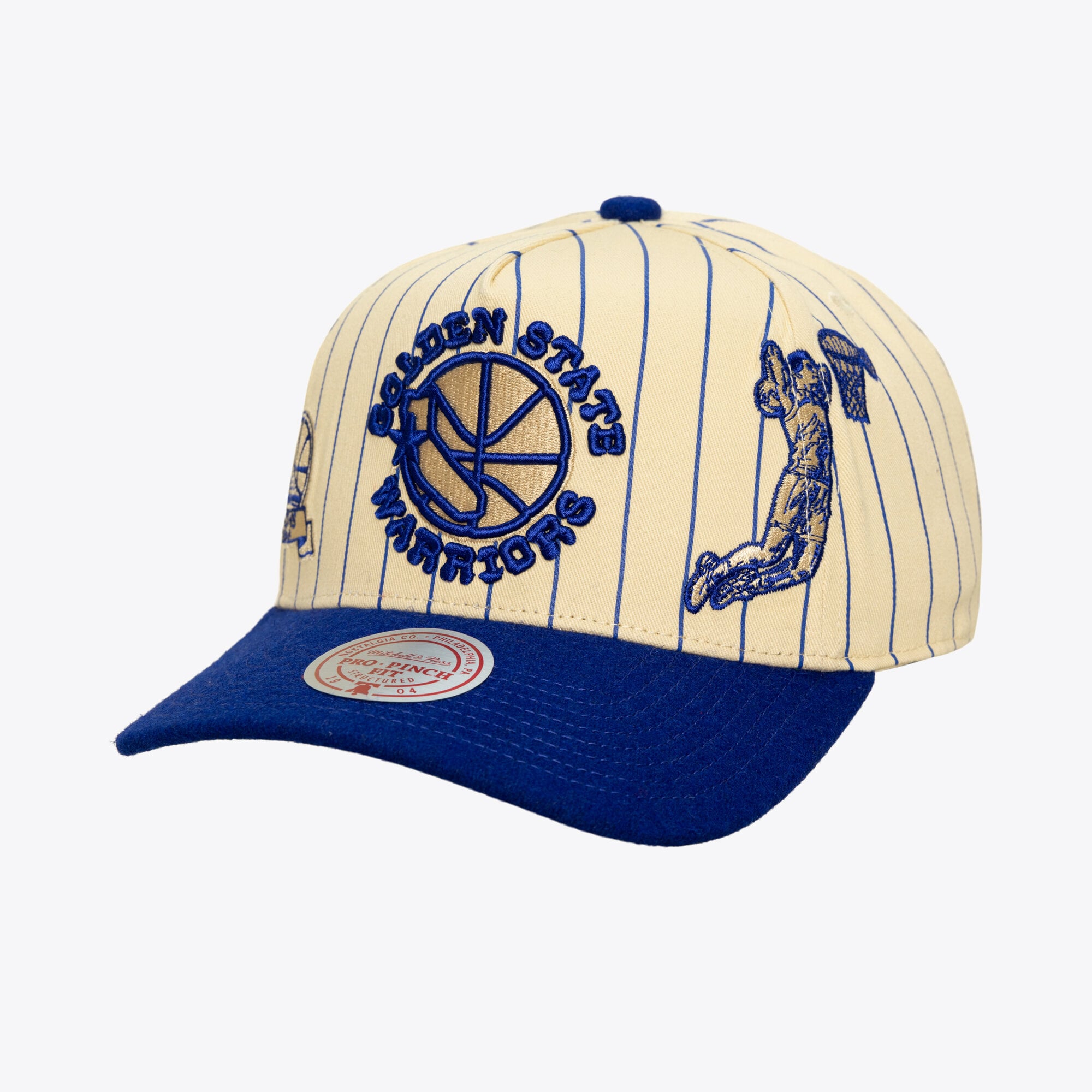 Casquette ajustable Mitchell & Ness crème Golden State Warriors Hardwood Classics Retro Roots Stripe Pro pour homme