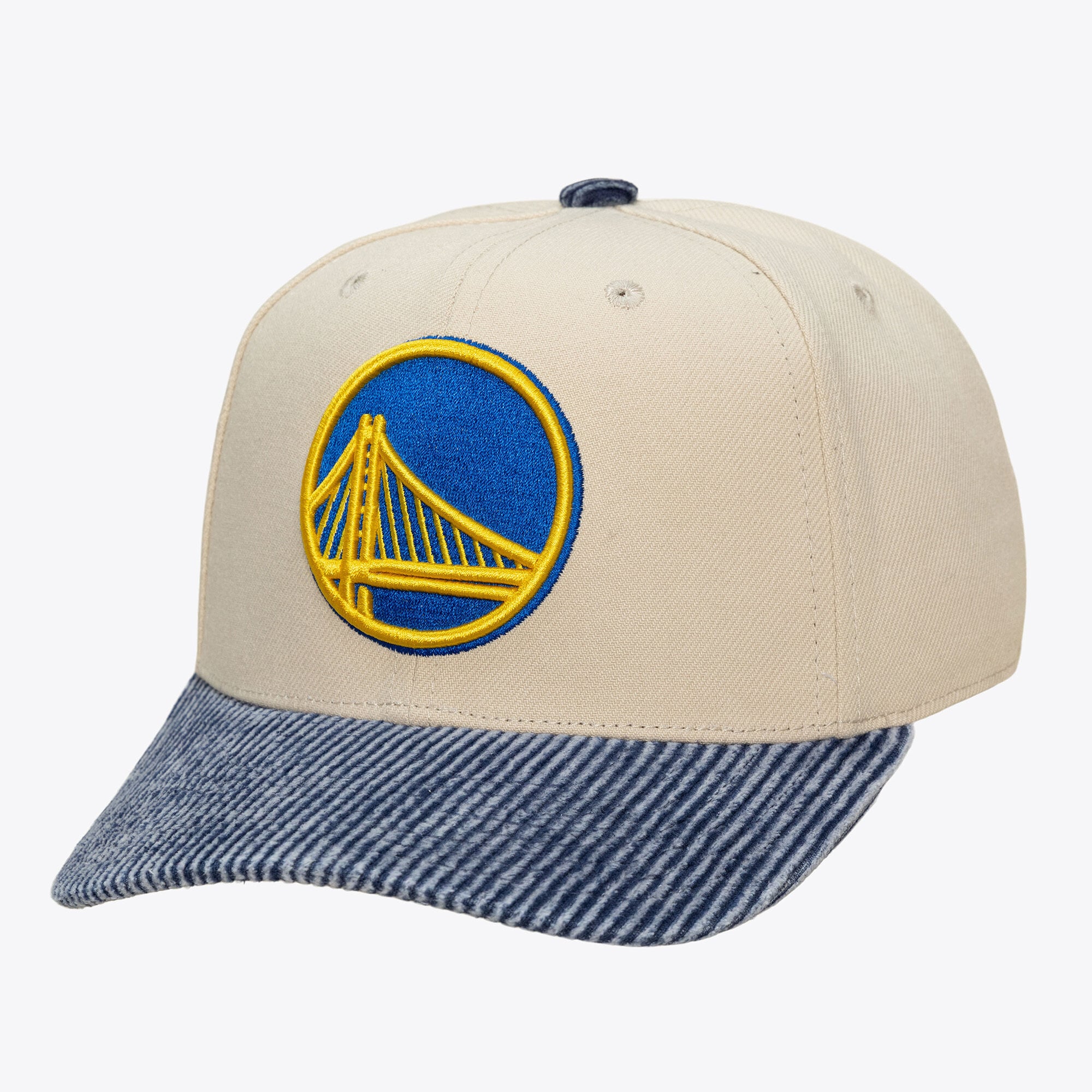 Casquette Mitchell & Ness Pro Crown Snapback crème/bleue Golden State Warriors pour homme