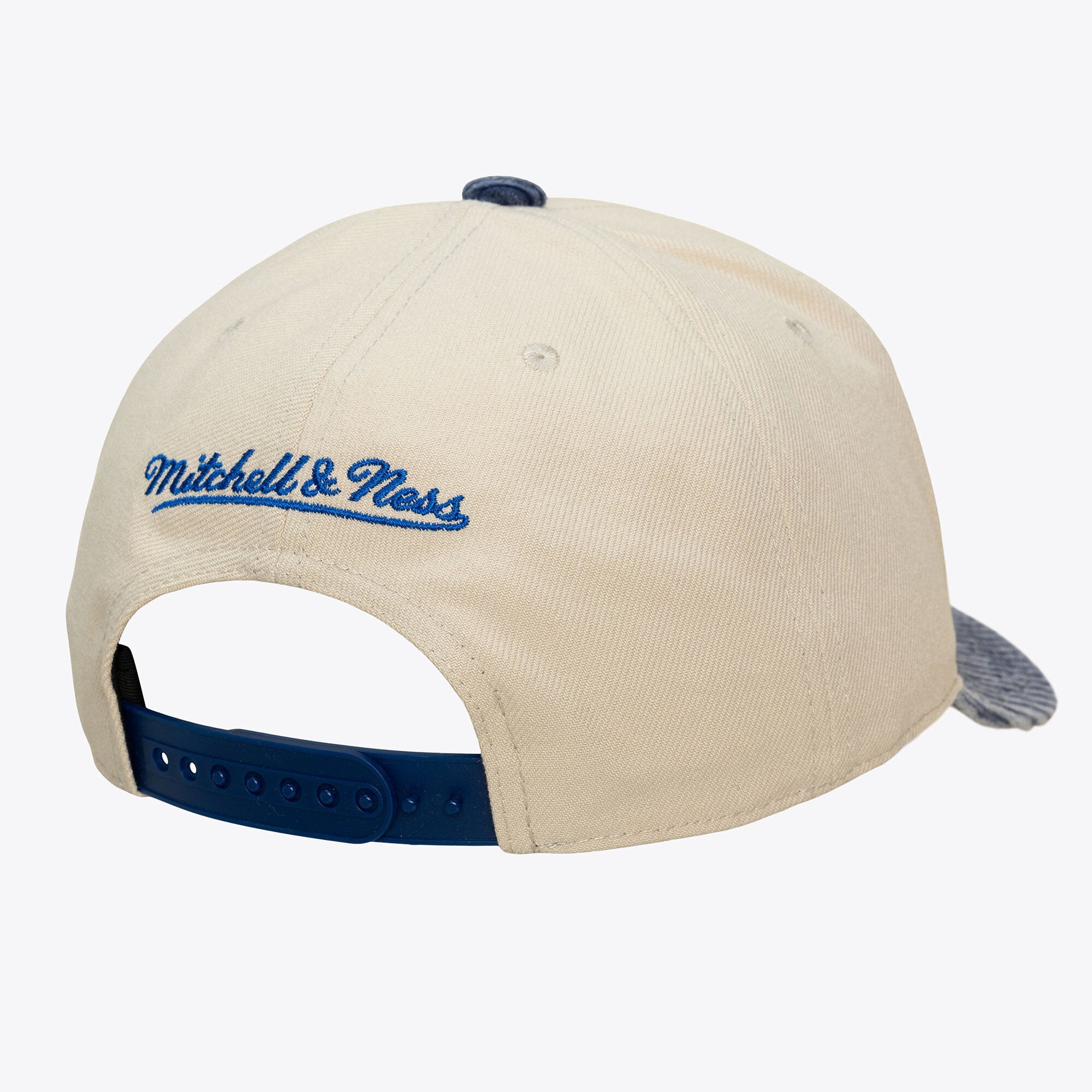 Casquette Mitchell & Ness Pro Crown Snapback crème/bleue Golden State Warriors pour homme