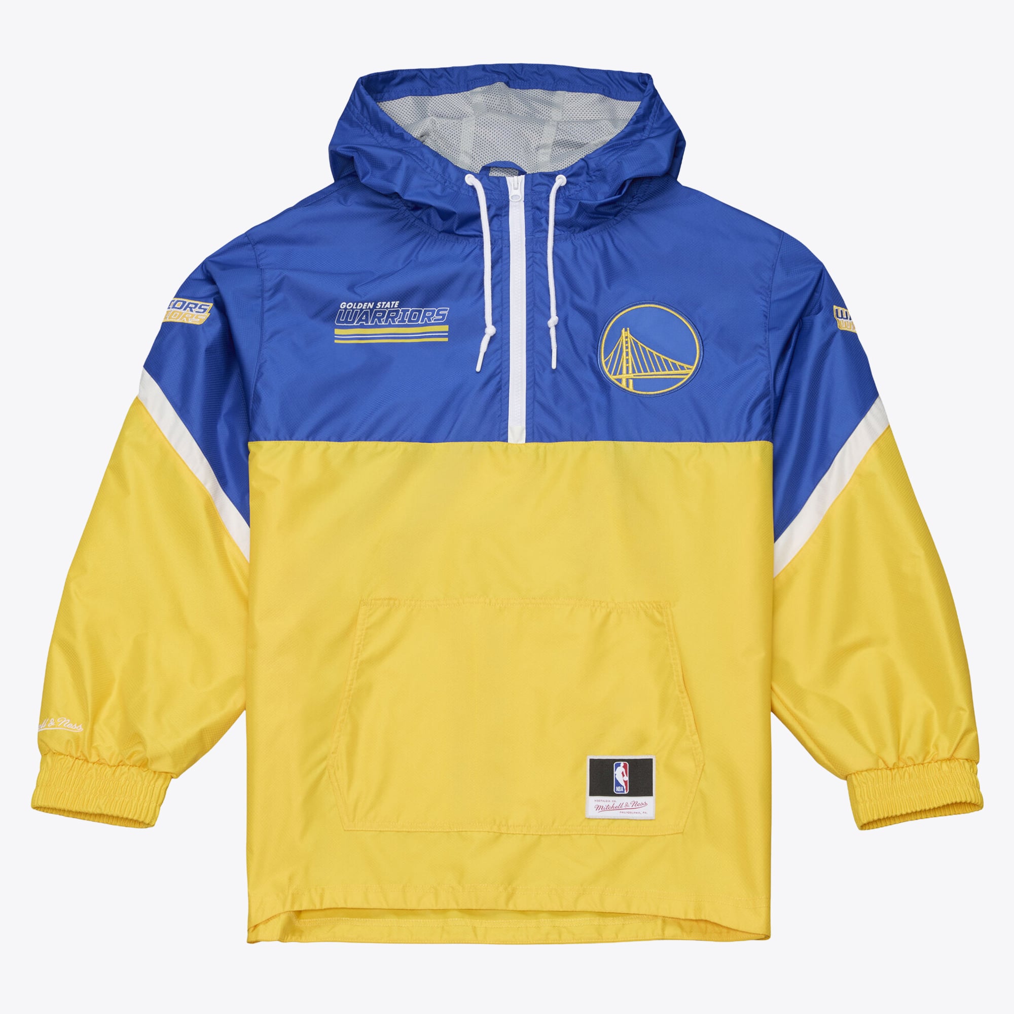 Veste coupe-vent demi-zip Mitchell & Ness Golden State Warriors à carreaux triples dorés pour homme
