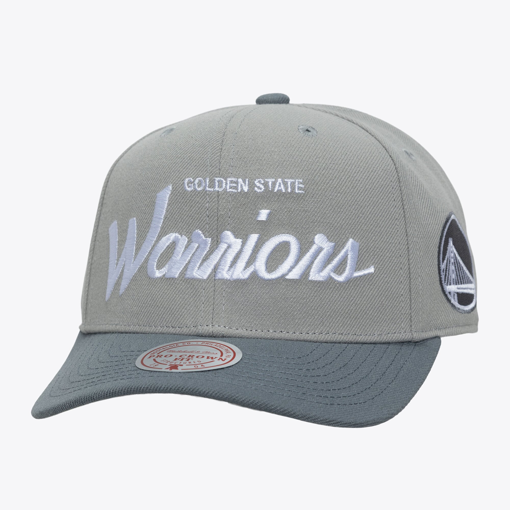 Men's Golden State Warriors Mitchell & Ness Gray Thunderstorm Head Coach Pro Crown Snapback Hat