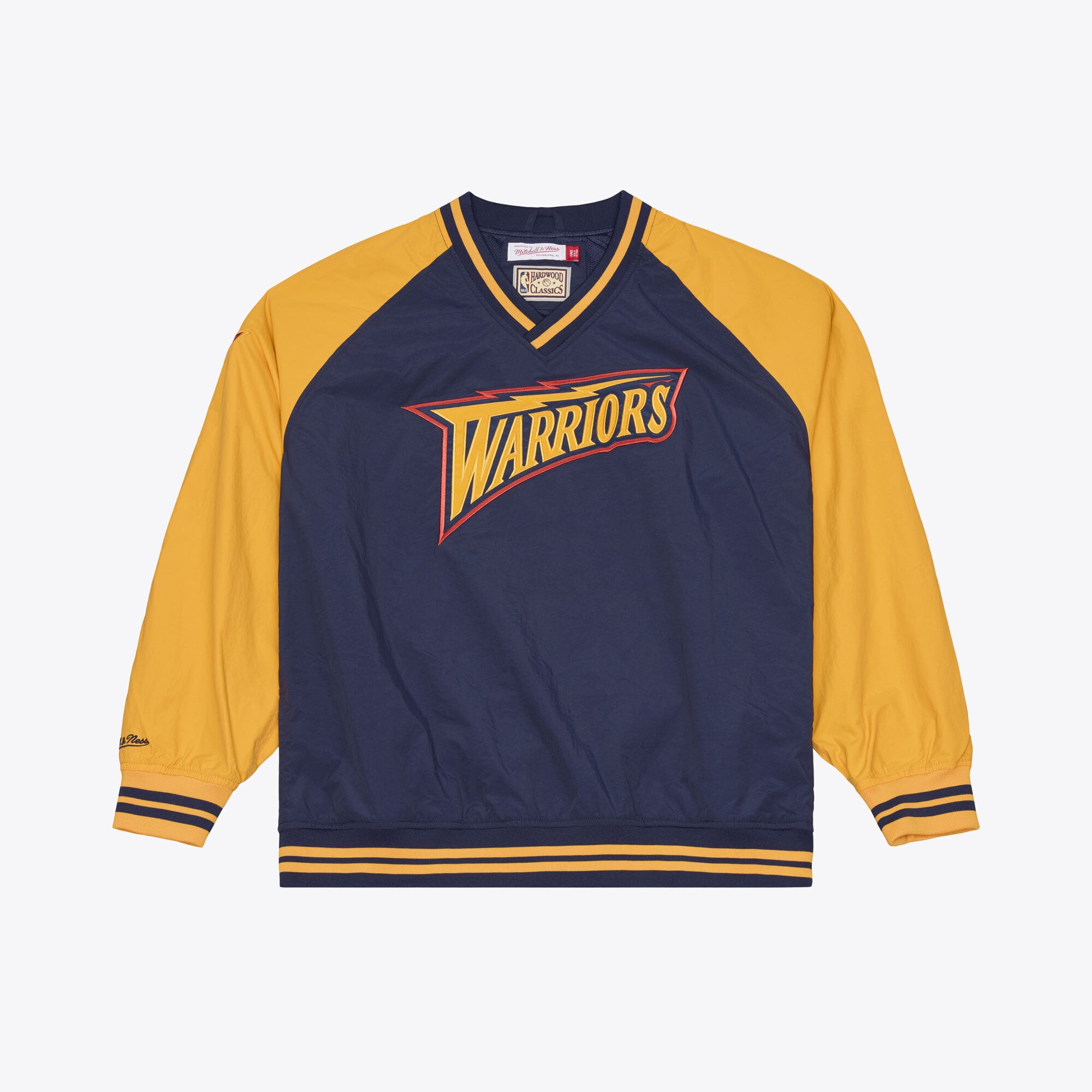 Men's Mitchell & Ness Navy Golden State Warriors Classic V-Neck Raglan Pullover