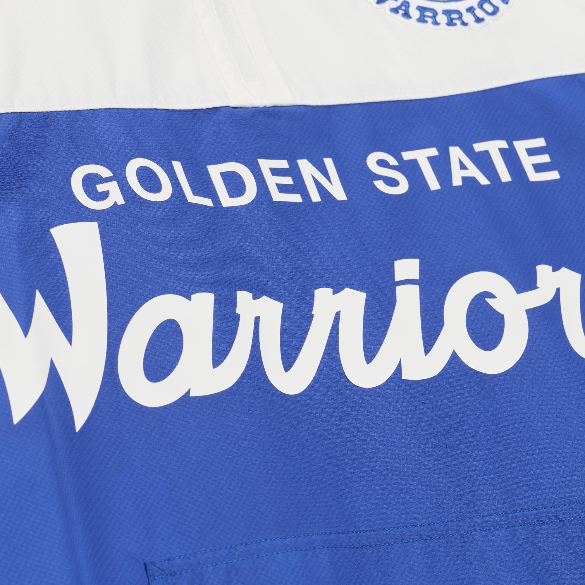 Coupe-vent anorak léger à fermeture éclair quart de tour Mitchell & Ness Royal Golden State Warriors pour homme