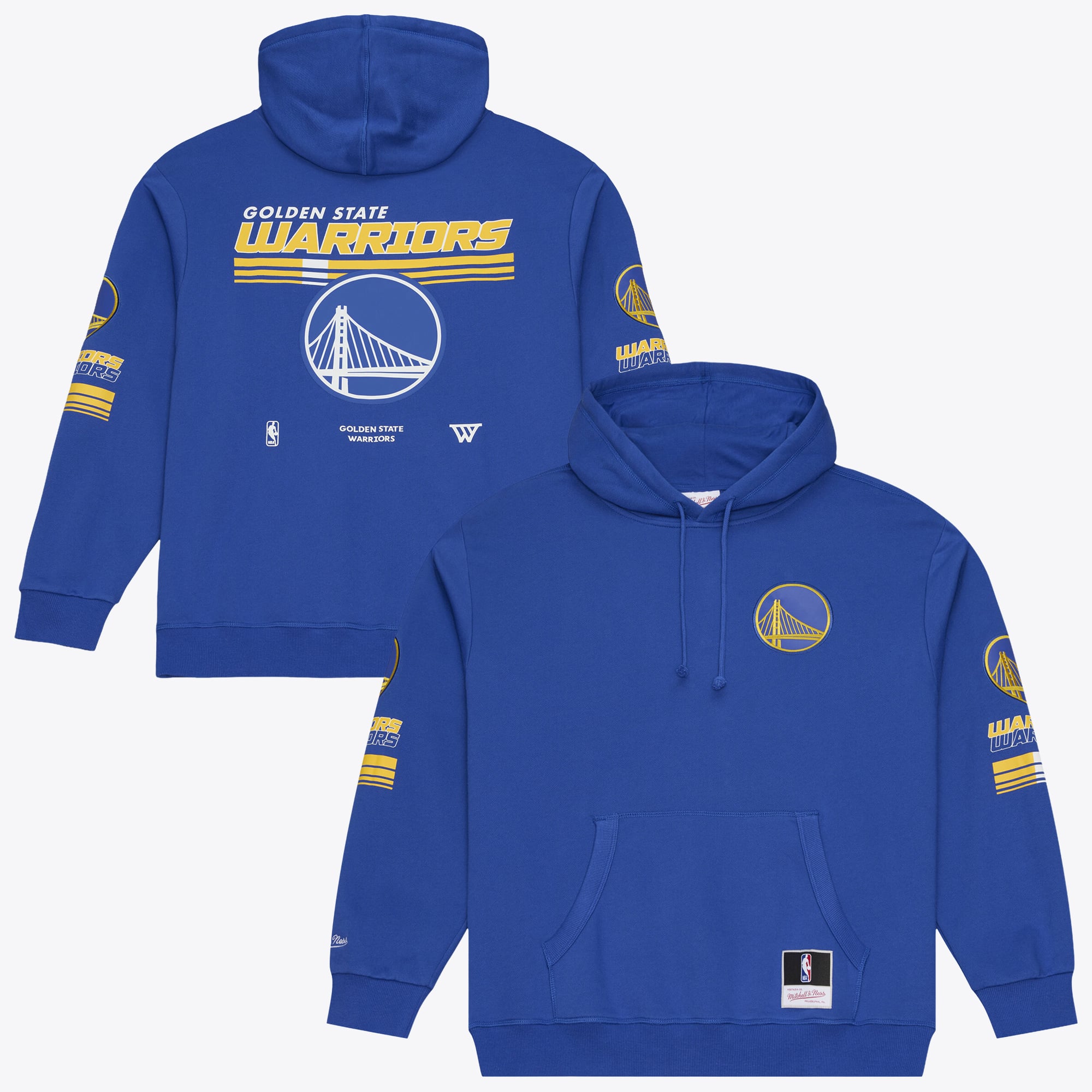 Sweat à capuche en polaire Mitchell & Ness Royal Golden State Warriors triple motif carreaux pour homme