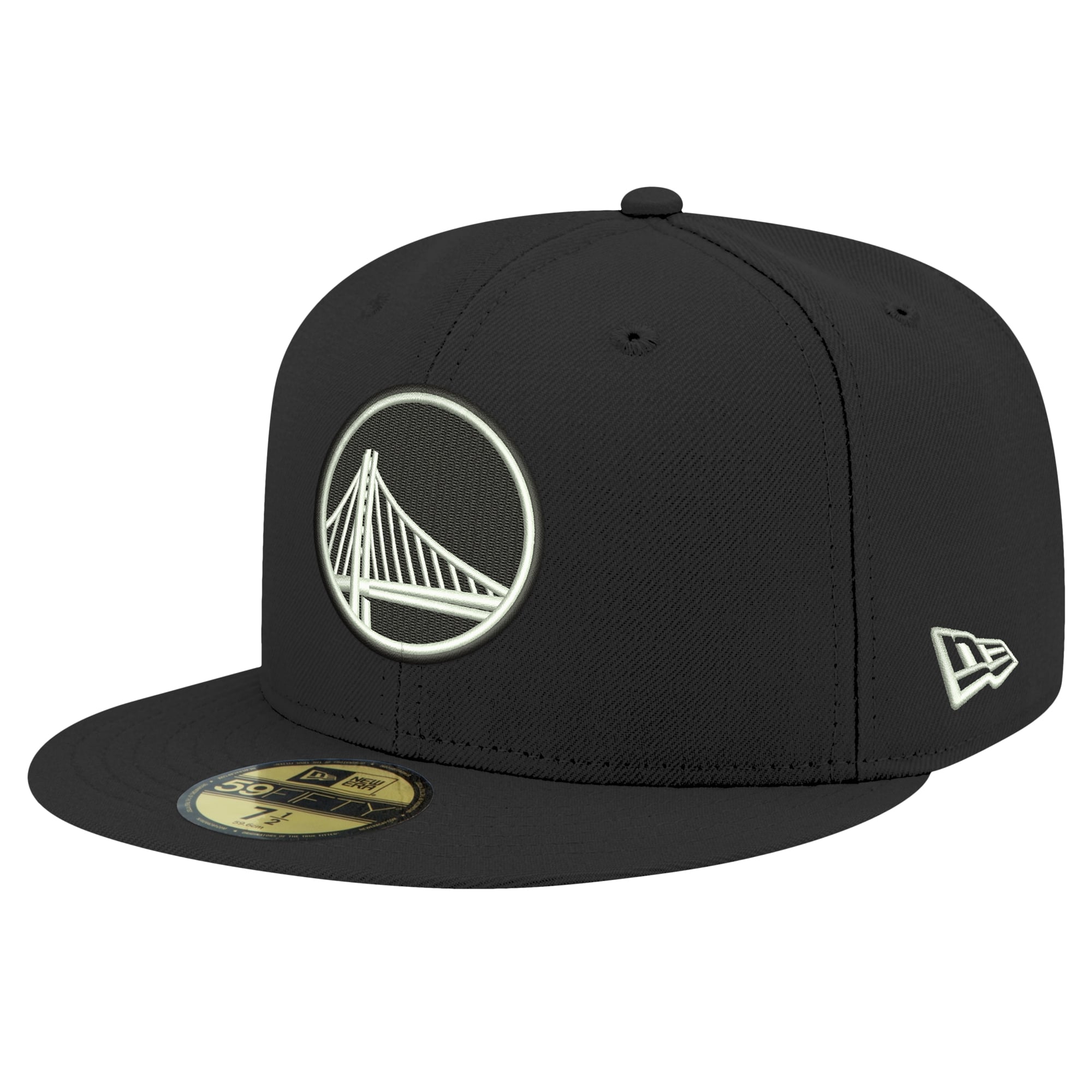 Men's Golden State Warriors New Era Black Black & White 59FIFTY Fitted Hat