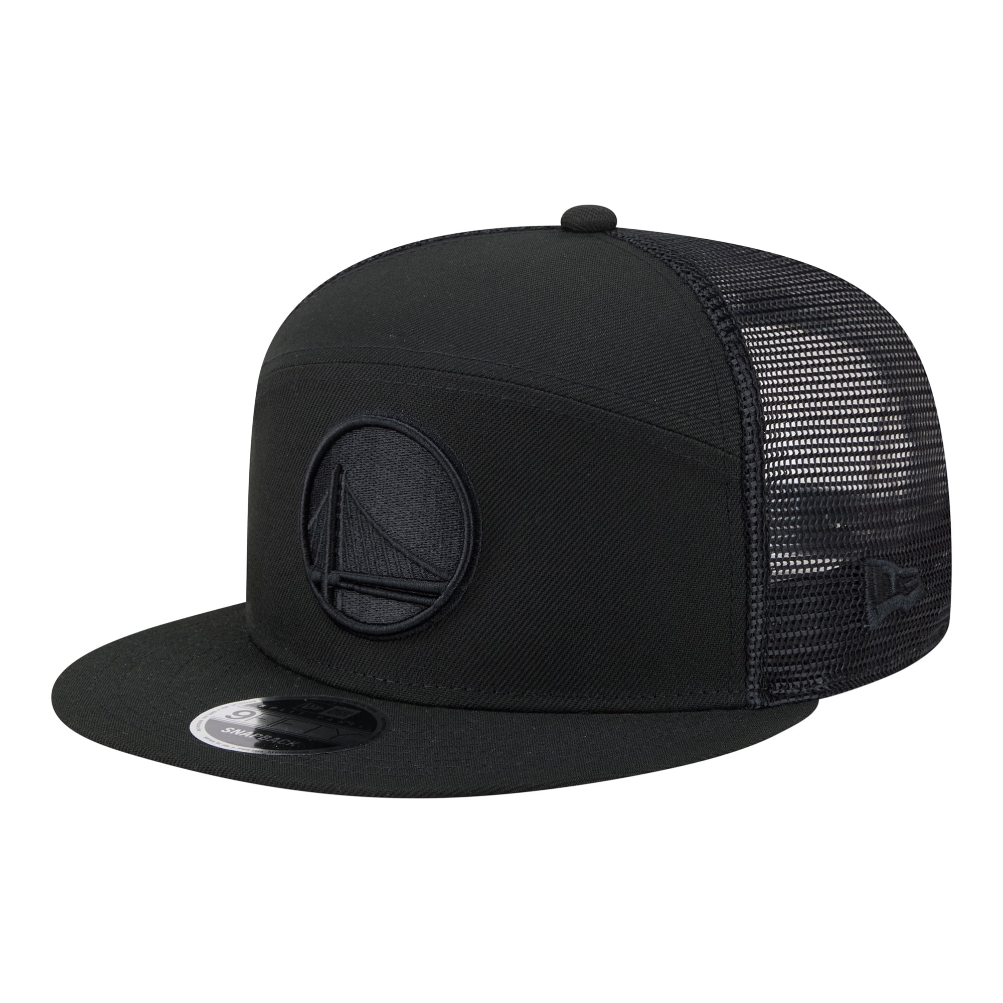 Men's New Era Black Golden State Warriors Block Split Panel 9FIFTY Snapback Hat