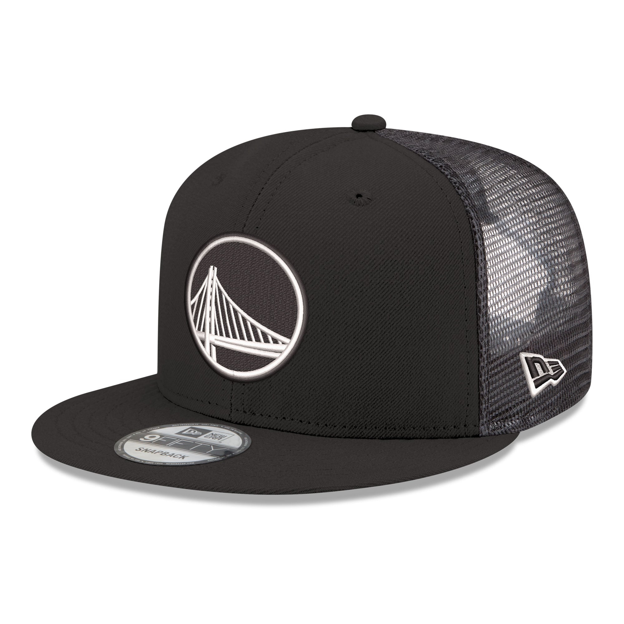 Men's New Era Black Golden State Warriors Core Logo Meshback 9FIFTY Snapback Hat