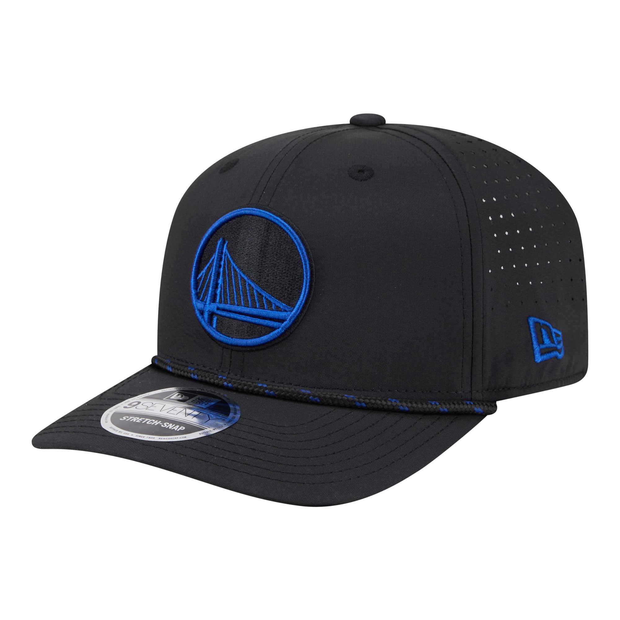 Men's New Era Black Golden State Warriors Sport Rope Vented Stretch-Snap 9SEVENTY Hat