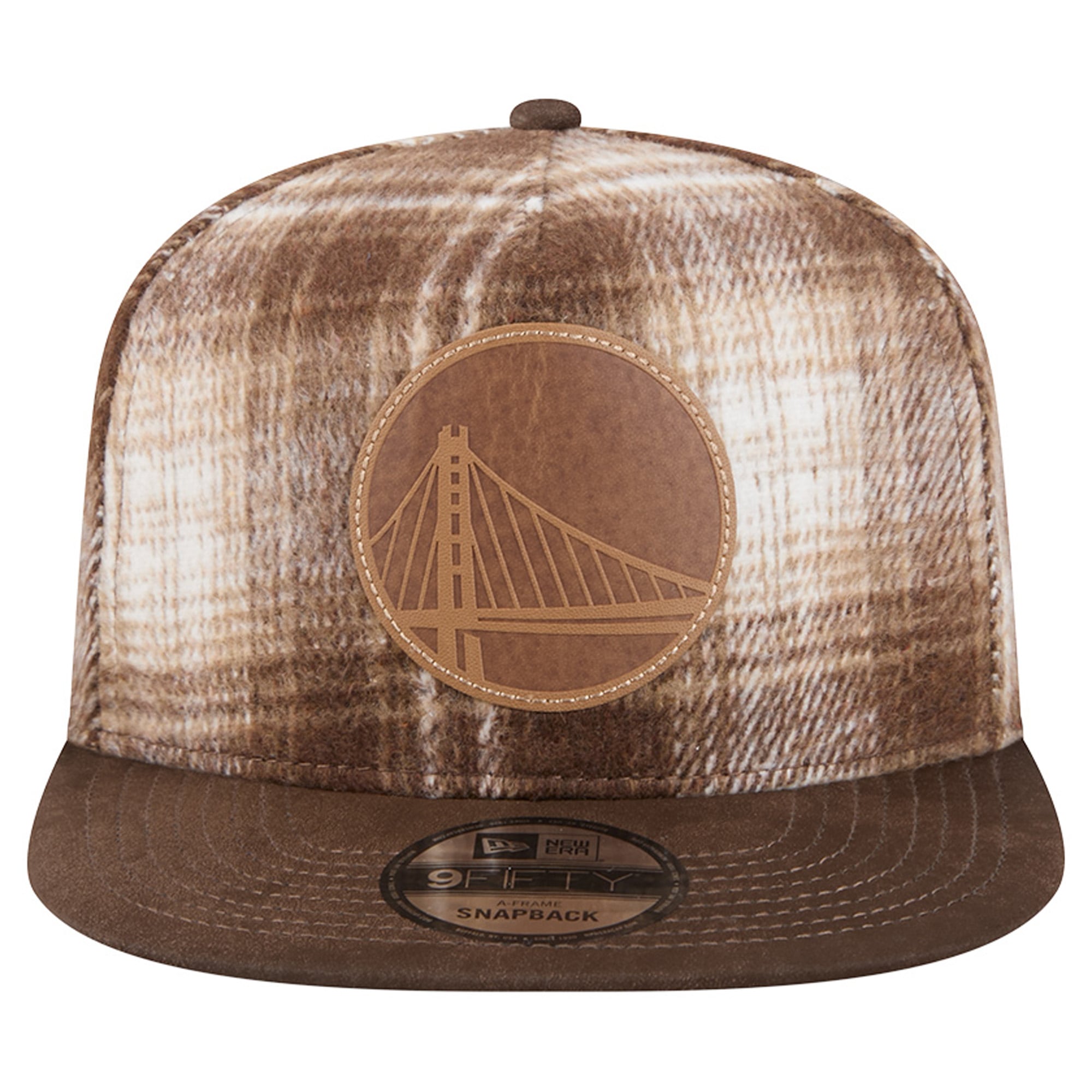 Casquette ajustable New Era 9FIFTY à carreaux marron Golden State Warriors pour homme