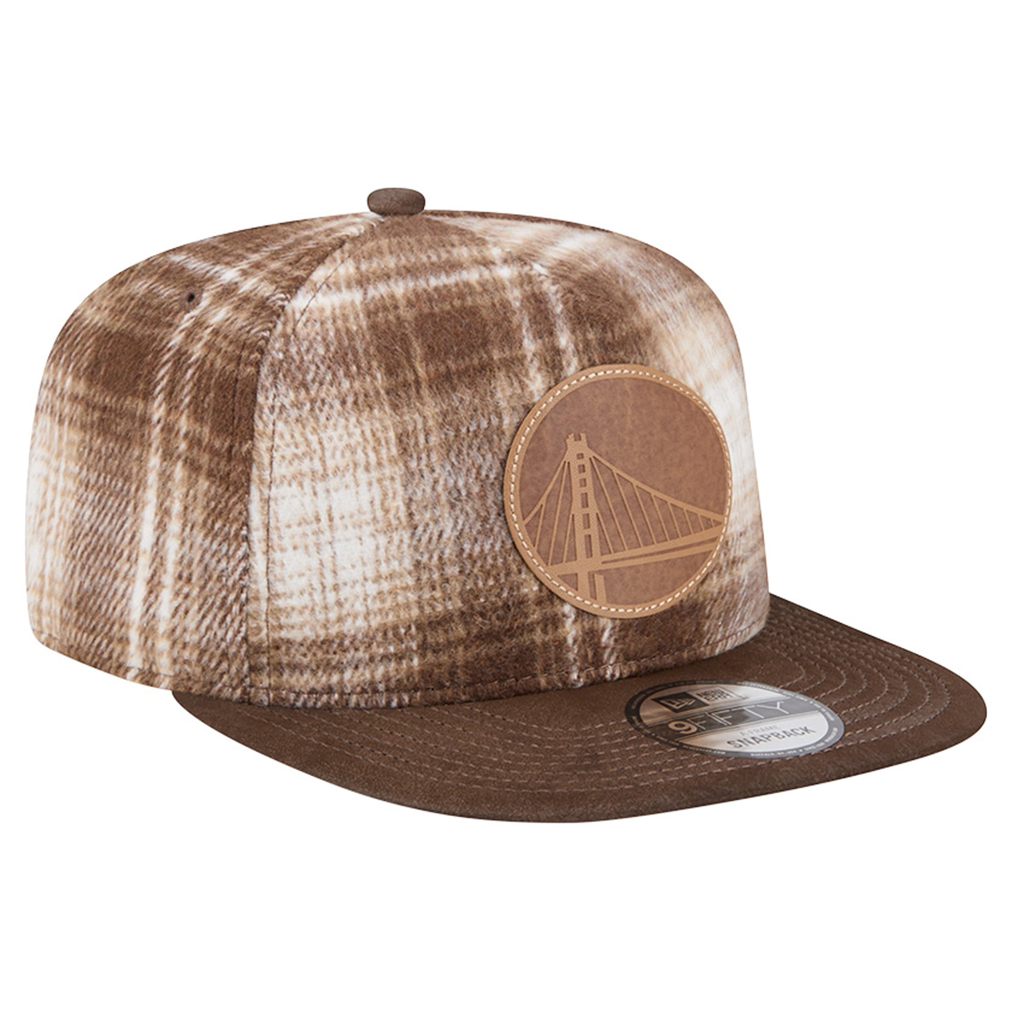 Casquette ajustable New Era 9FIFTY à carreaux marron Golden State Warriors pour homme