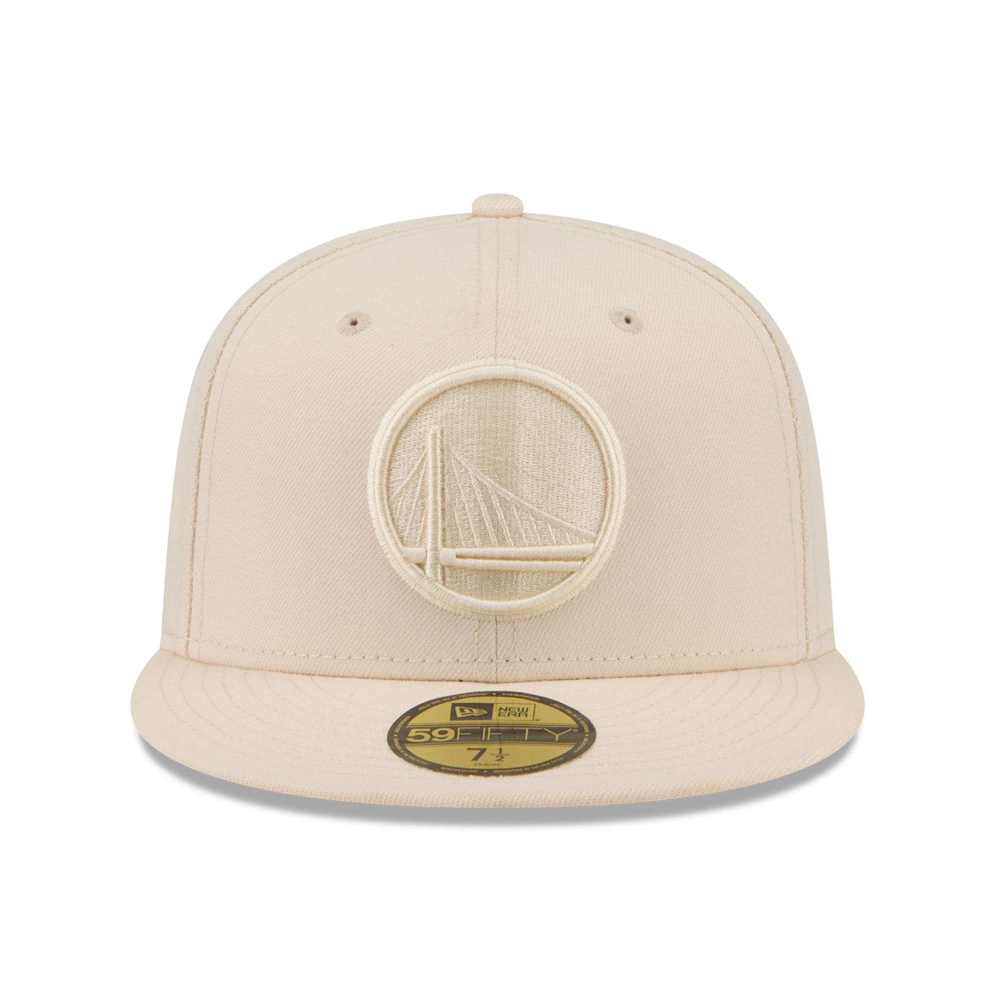 Casquette ajustée New Era 59FIFTY crème pour homme, collection Golden State Warriors.