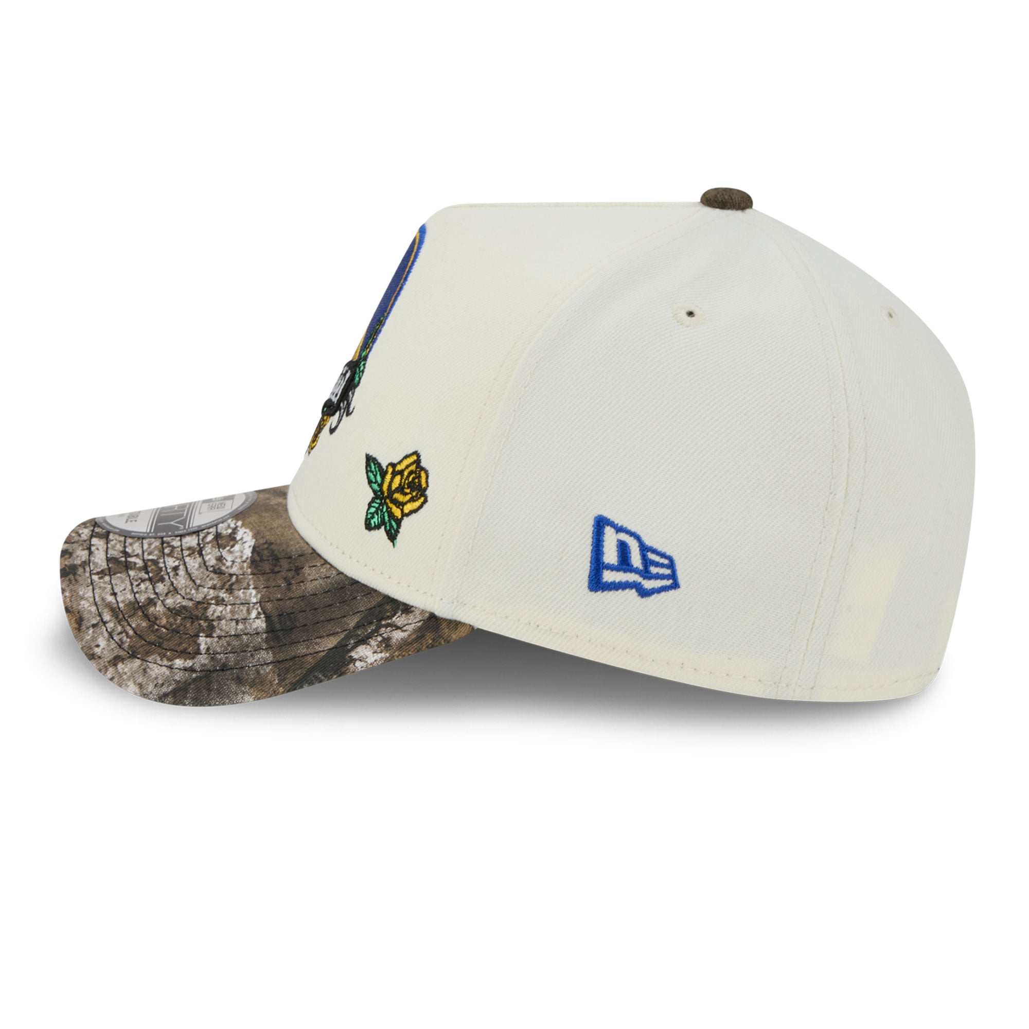 Casquette ajustable New Era 9FORTY A-Frame crème/camouflage Golden State Warriors Rose Banner pour homme