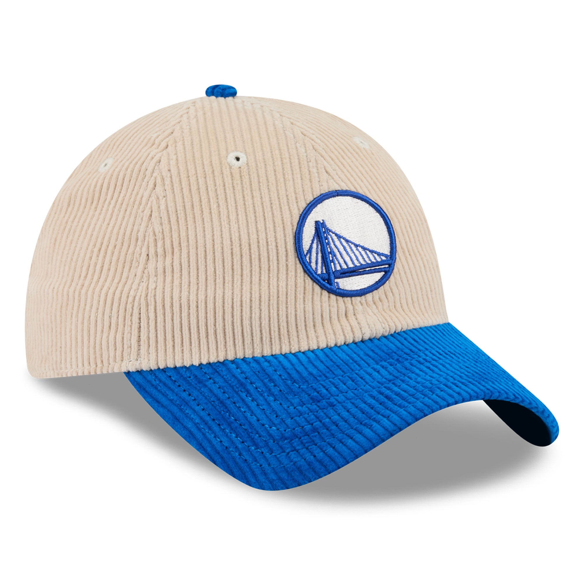 Men's New Era Cream/Royal Golden State Warriors Tonal Corduroy Casual Classic Adjustable Hat