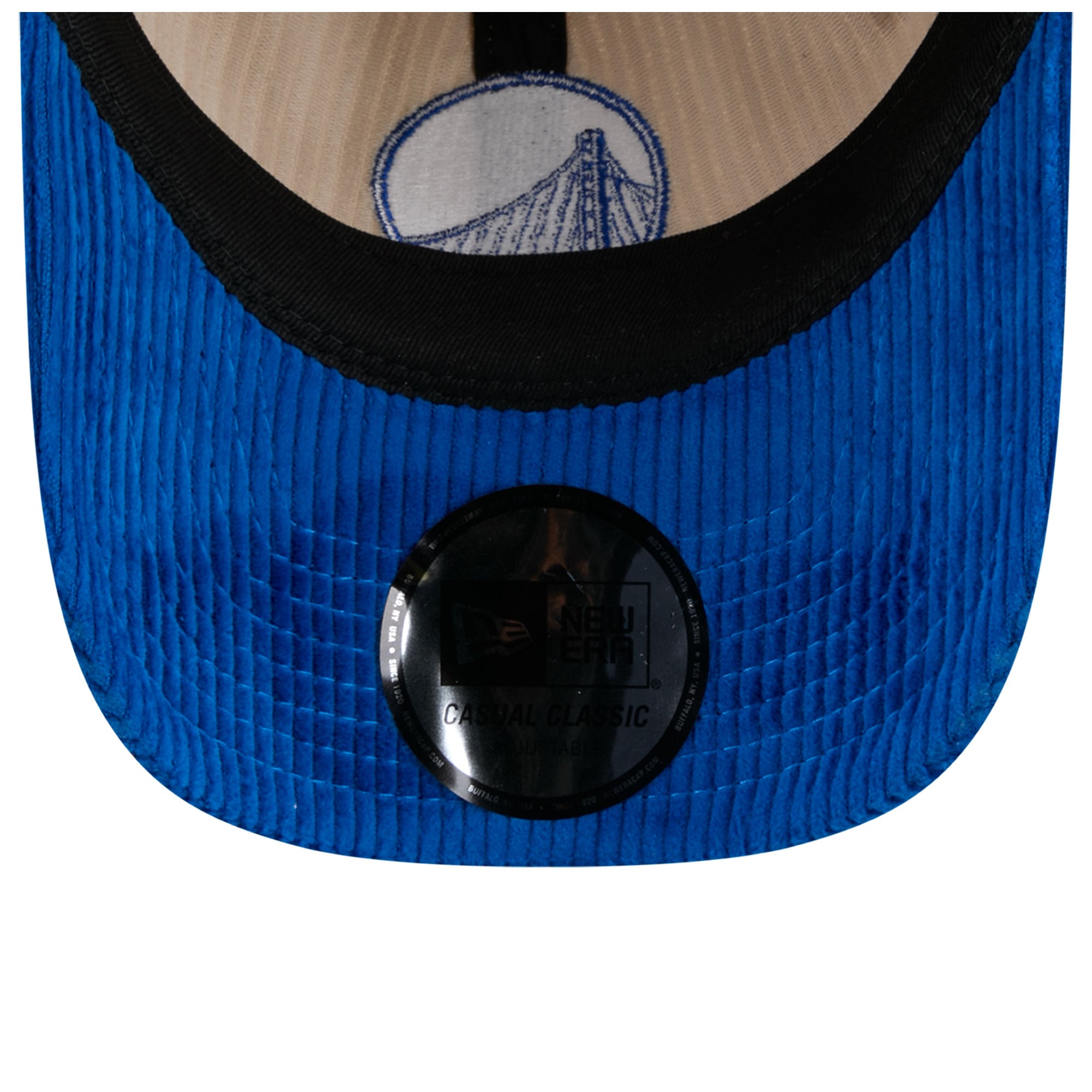 Men's New Era Cream/Royal Golden State Warriors Tonal Corduroy Casual Classic Adjustable Hat