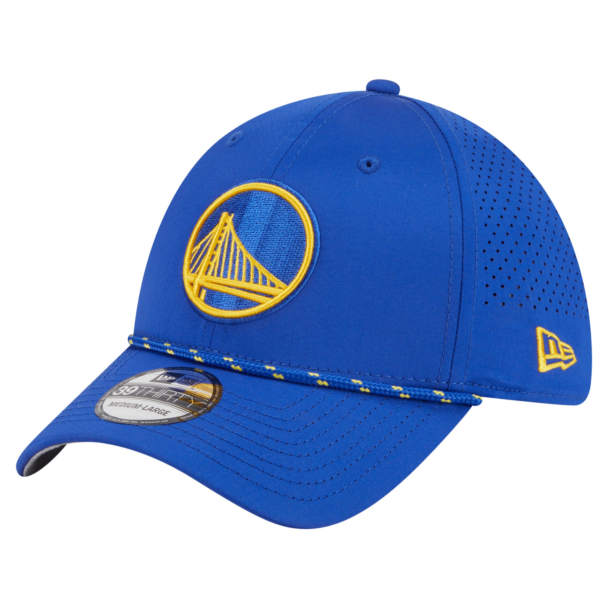 Men's Golden State Warriors New Era Royal Featherweight Poly Rope Flex 39Thirty Hat