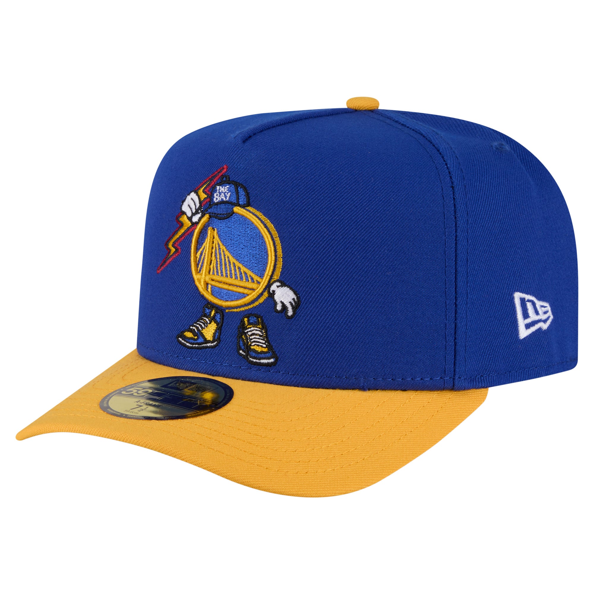 Men's New Era Royal Golden State Warriors Injection Cartoon Logo A-Frame 59FIFTY Fitted Hat
