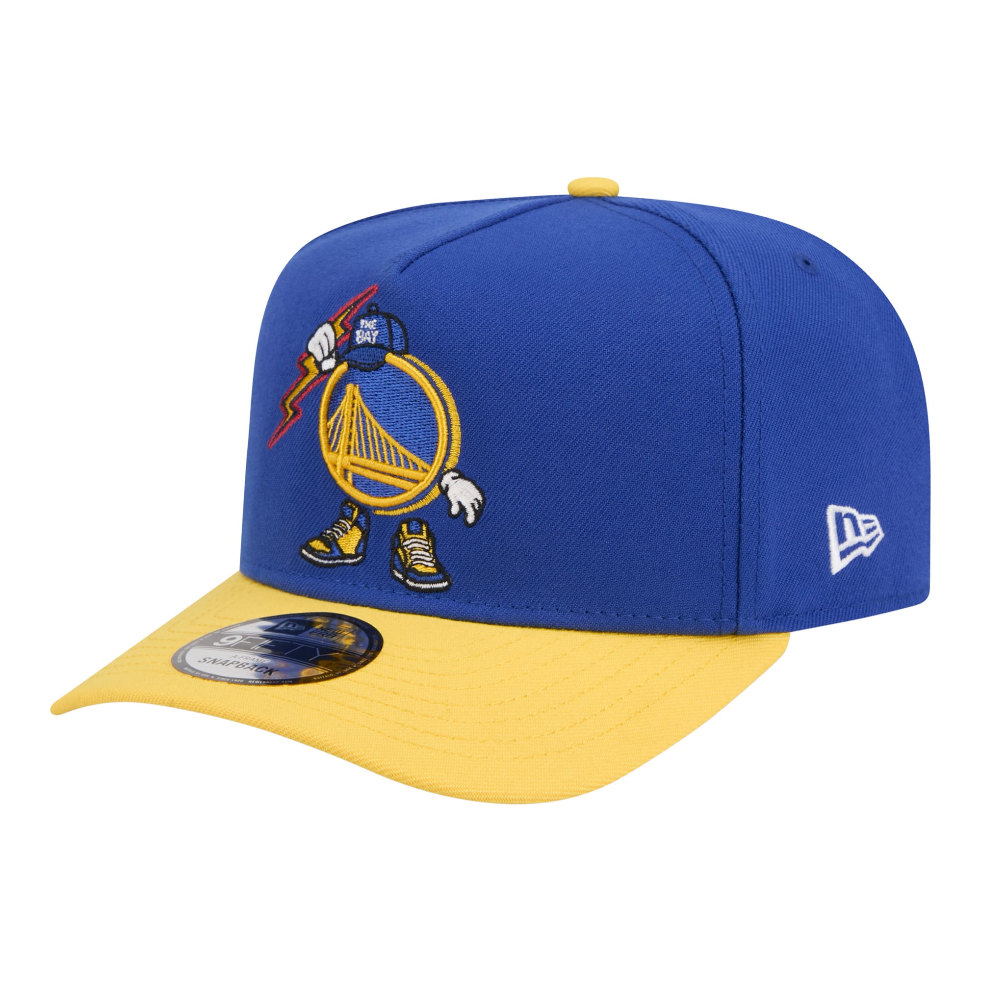Men's Golden State Warriors New Era Royal Injection Cartoon Logo A-Frame 9FIFTY Adjustable Hat