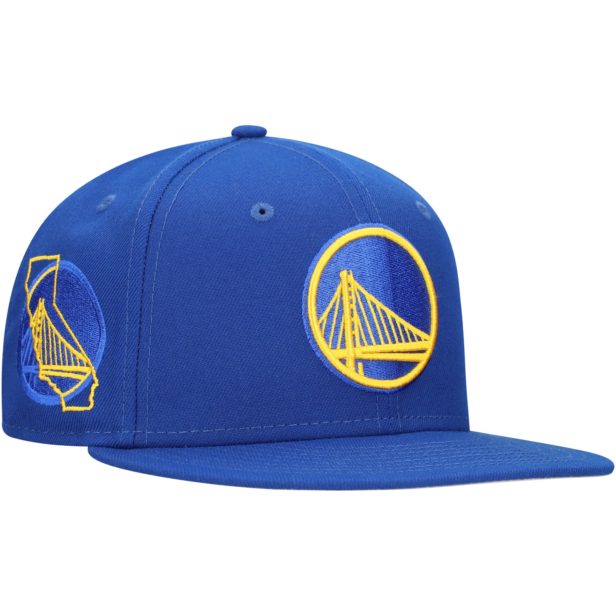 Men's Golden State Warriors New Era Royal Injection State Outline 9FIFTY Snapback Hat