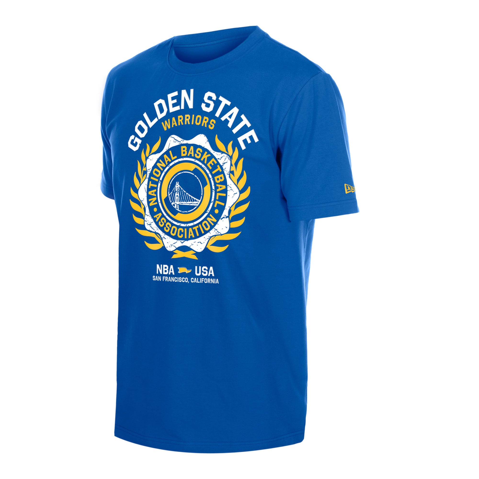 T-shirt floqué New Era Royal Golden State Warriors Laurel Crest pour homme