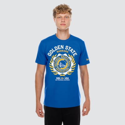  Golden State Warriors New Era Laurel Crest Flocking T-Shirt - Royal