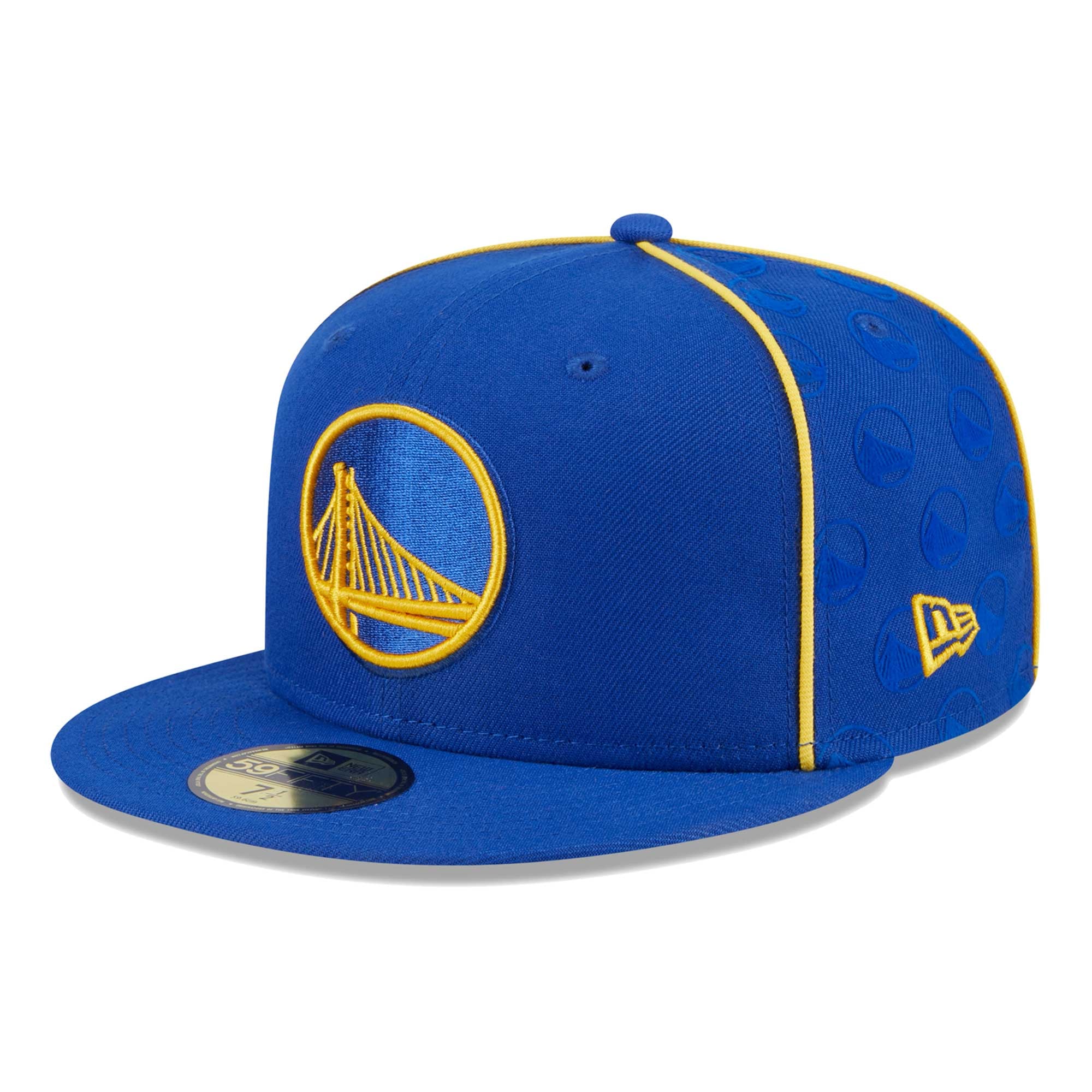 Men's Golden State Warriors New Era Royal Piped & Flocked 59Fifty Fitted Hat