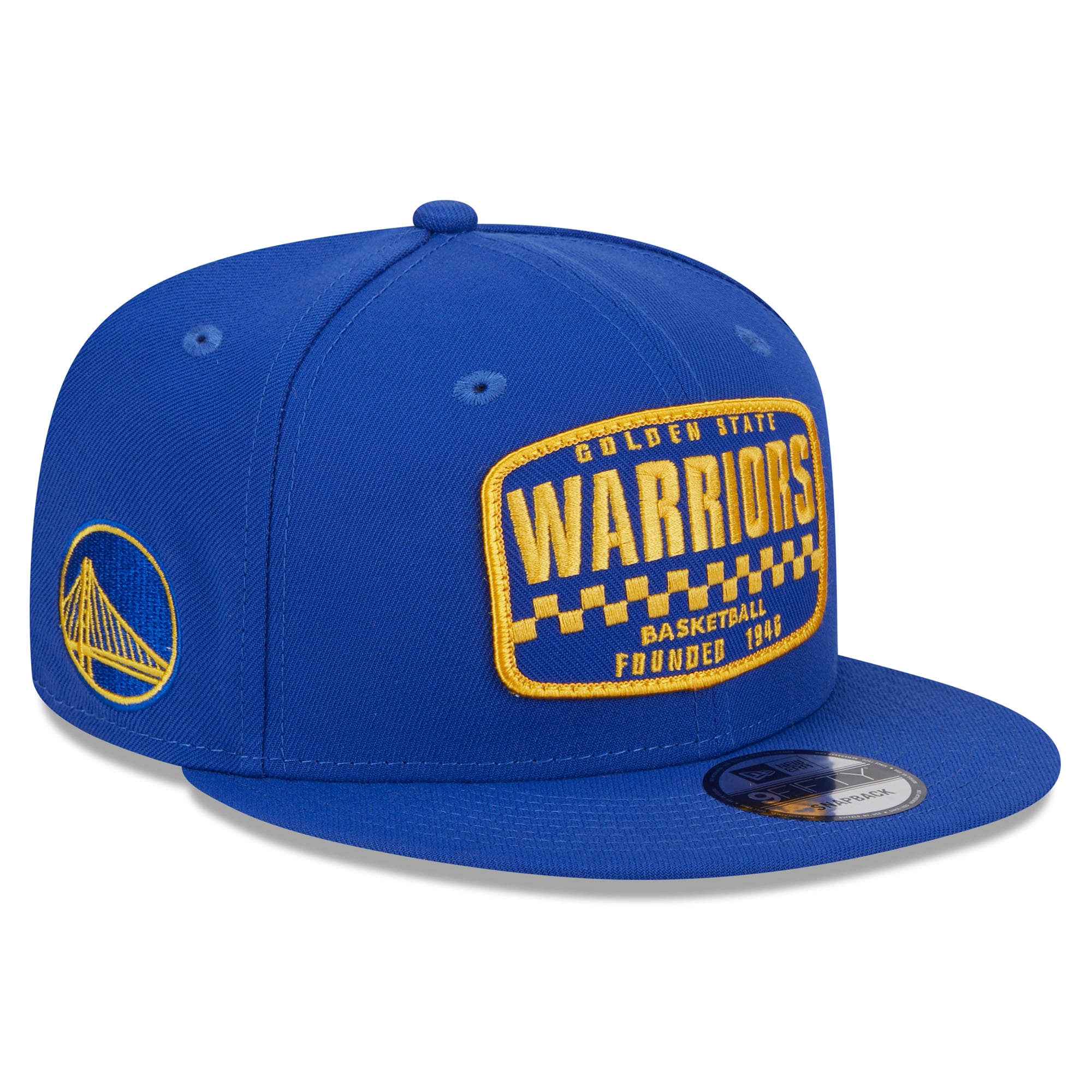 Men's Golden State Warriors New Era Royal Rally Drive Finish Line Patch 9FIFTY Snapback Hat
