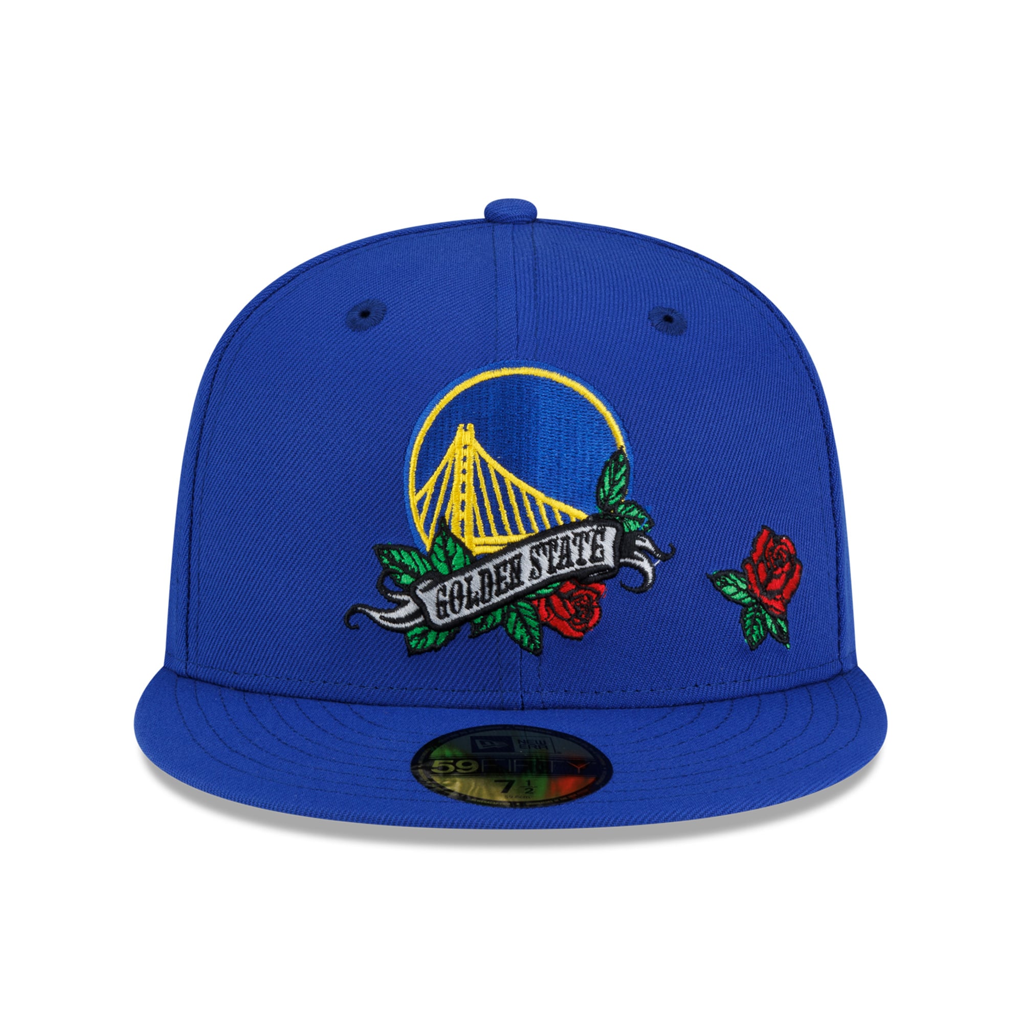 Men's New Era  Royal Golden State Warriors Rose Banner 59FIFTY Fitted Hat