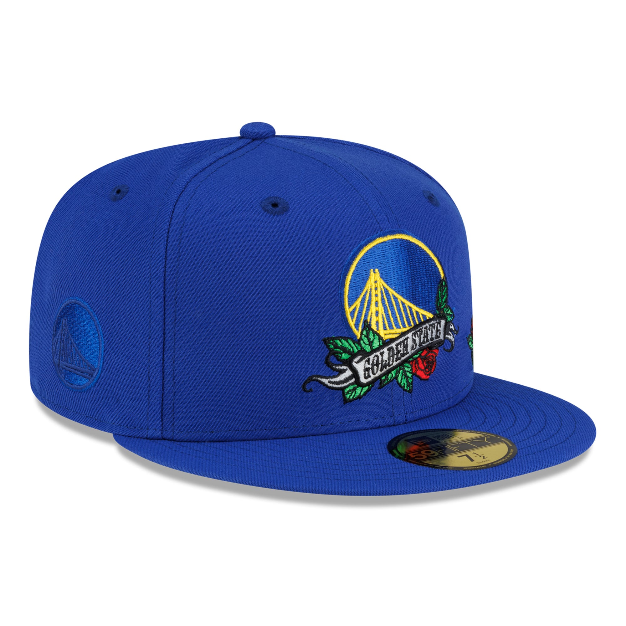 Men's New Era  Royal Golden State Warriors Rose Banner 59FIFTY Fitted Hat