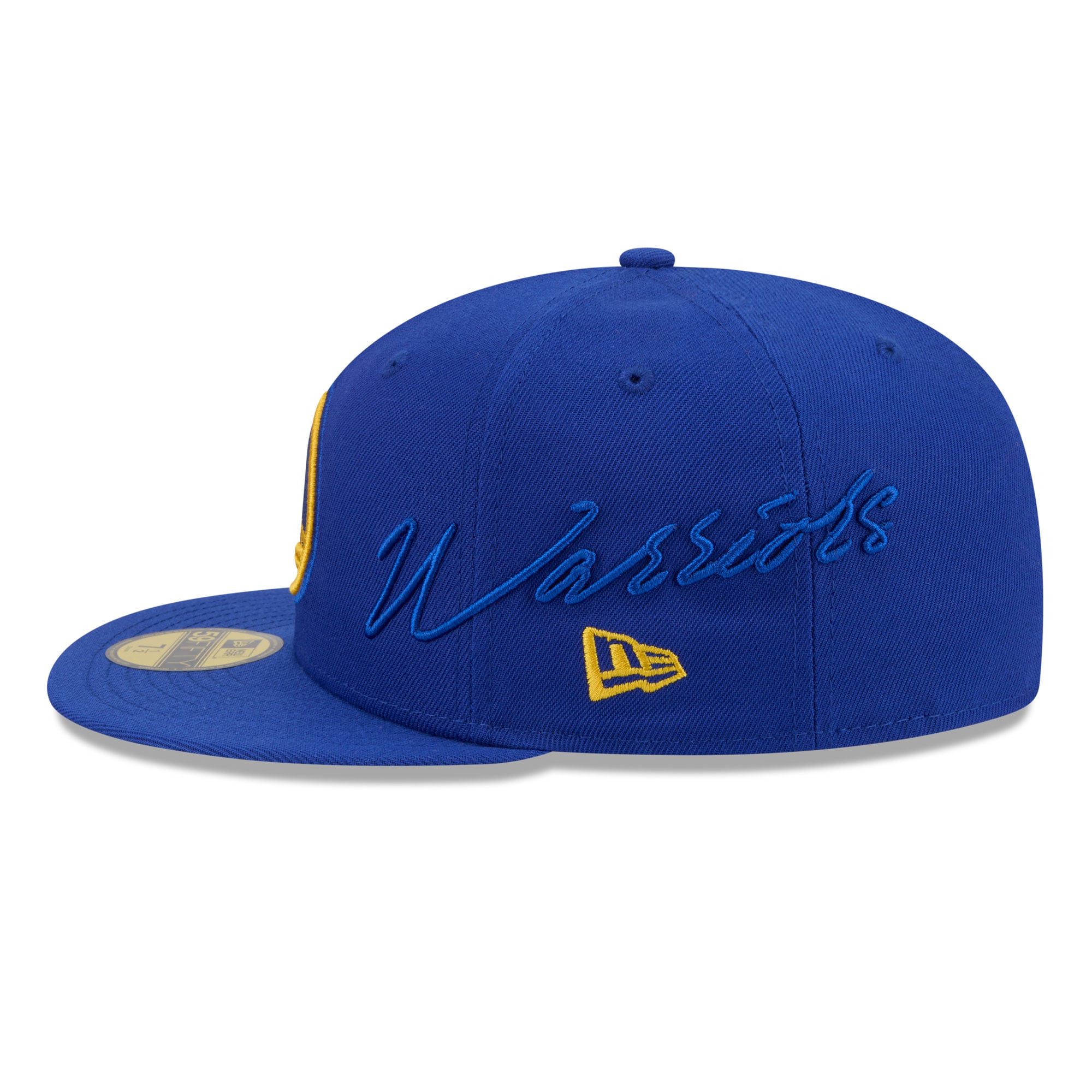 Men's New Era Royal Golden State Warriors Side Script 59FIFTY Fitted Hat