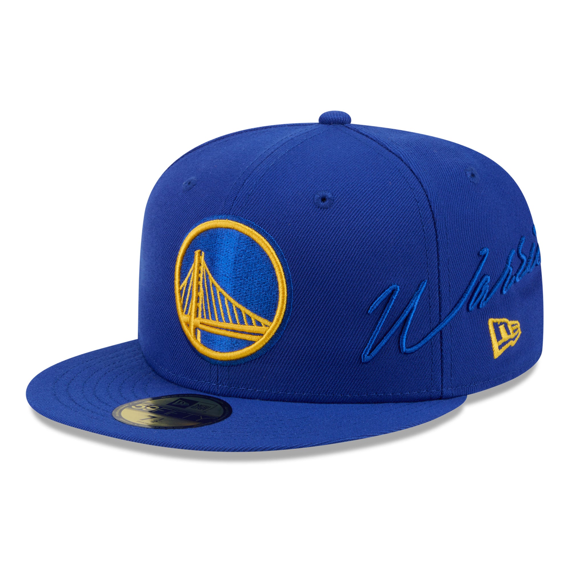 Men's New Era Royal Golden State Warriors Side Script 59FIFTY Fitted Hat