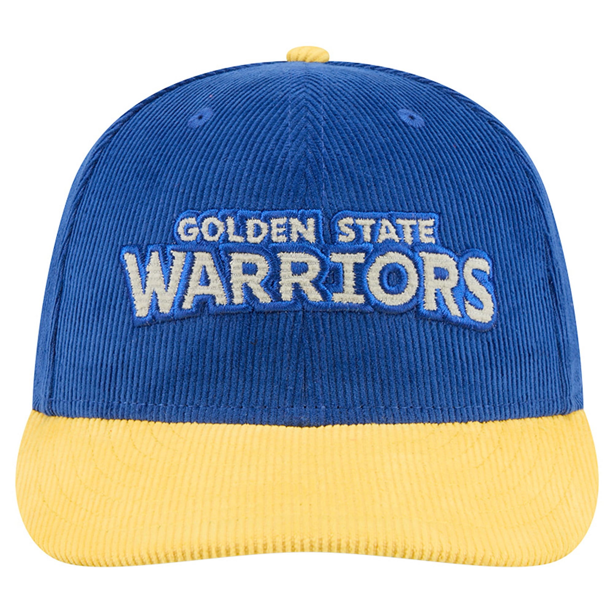 Casquette snapback New Era 9FIFTY en velours côtelé bleu royal/or Golden State Warriors pour homme