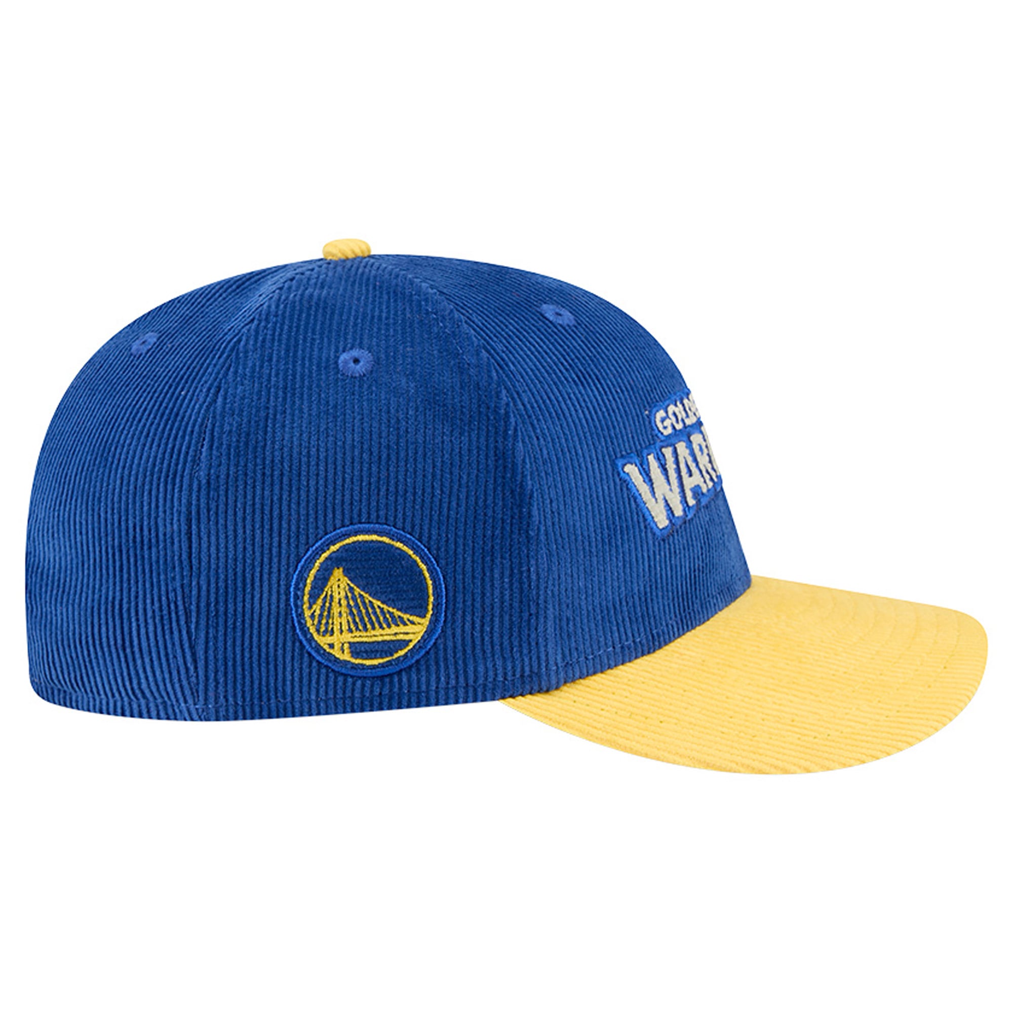 Casquette snapback New Era 9FIFTY en velours côtelé bleu royal/or Golden State Warriors pour homme