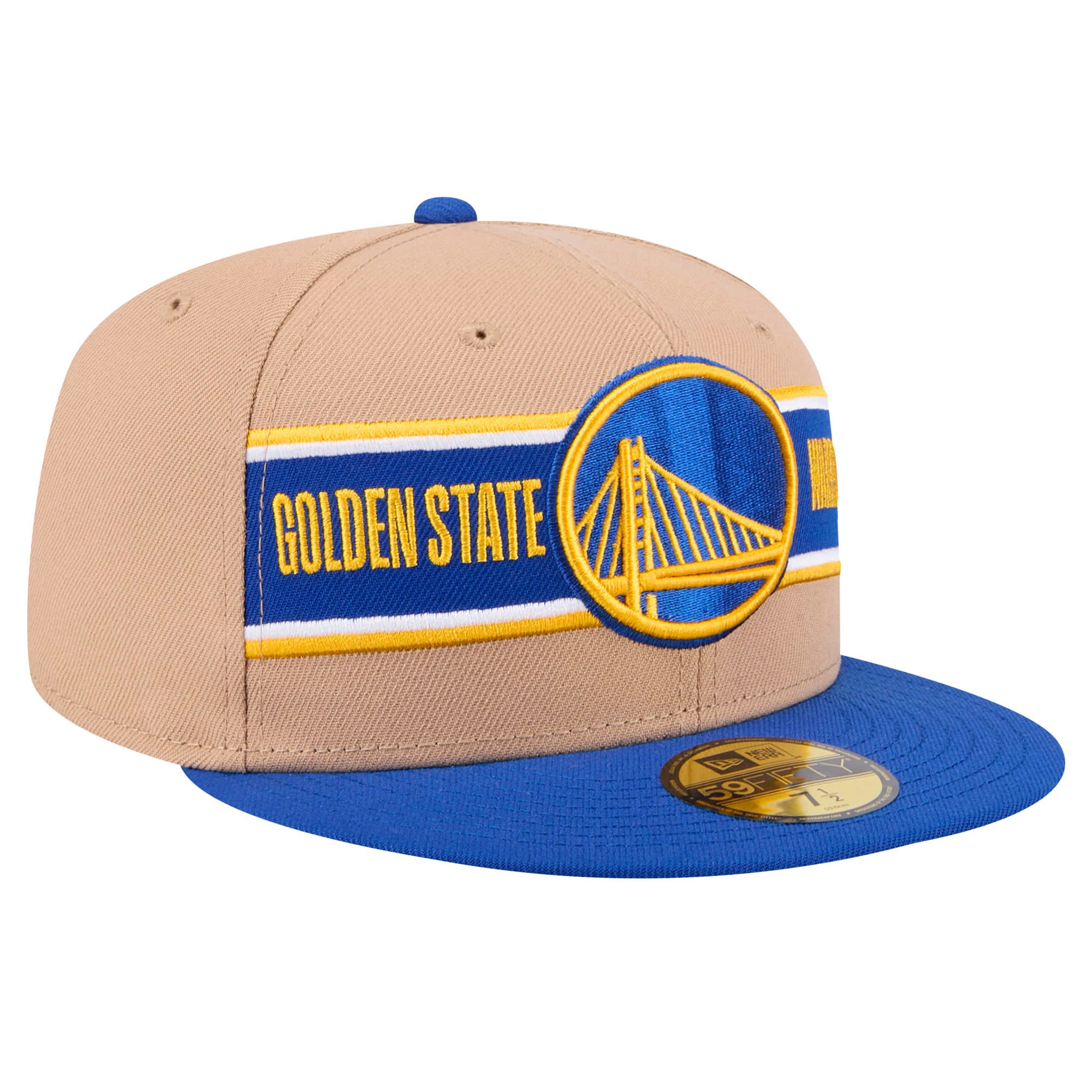 Men's New Era Tan/Royal Golden State Warriors 2024 NBA Draft 59FIFTY Fitted Hat