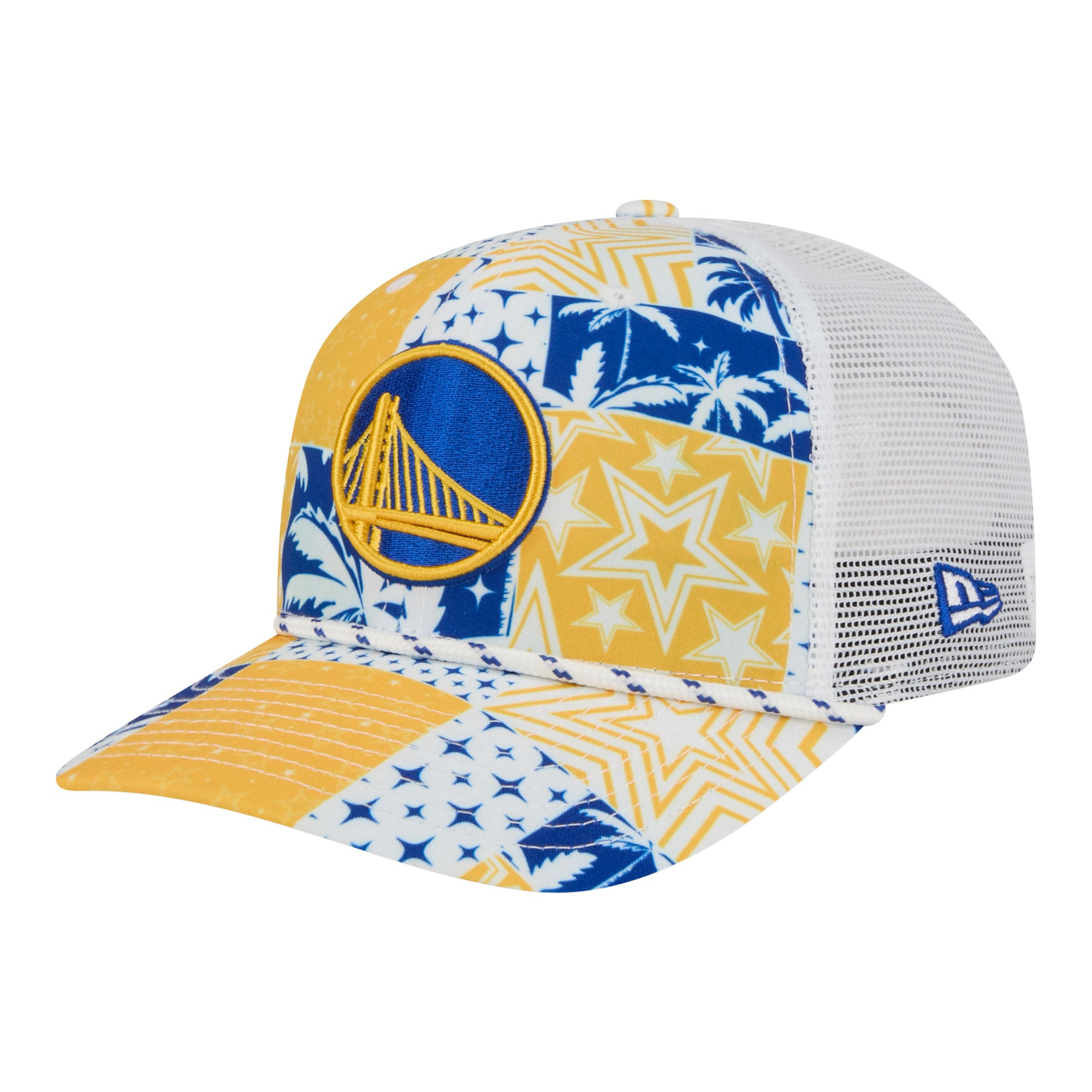 Men's Golden State Warriors New Era White Fan Pack Tropical Pattern 9SEVENTY Adjustable Hat