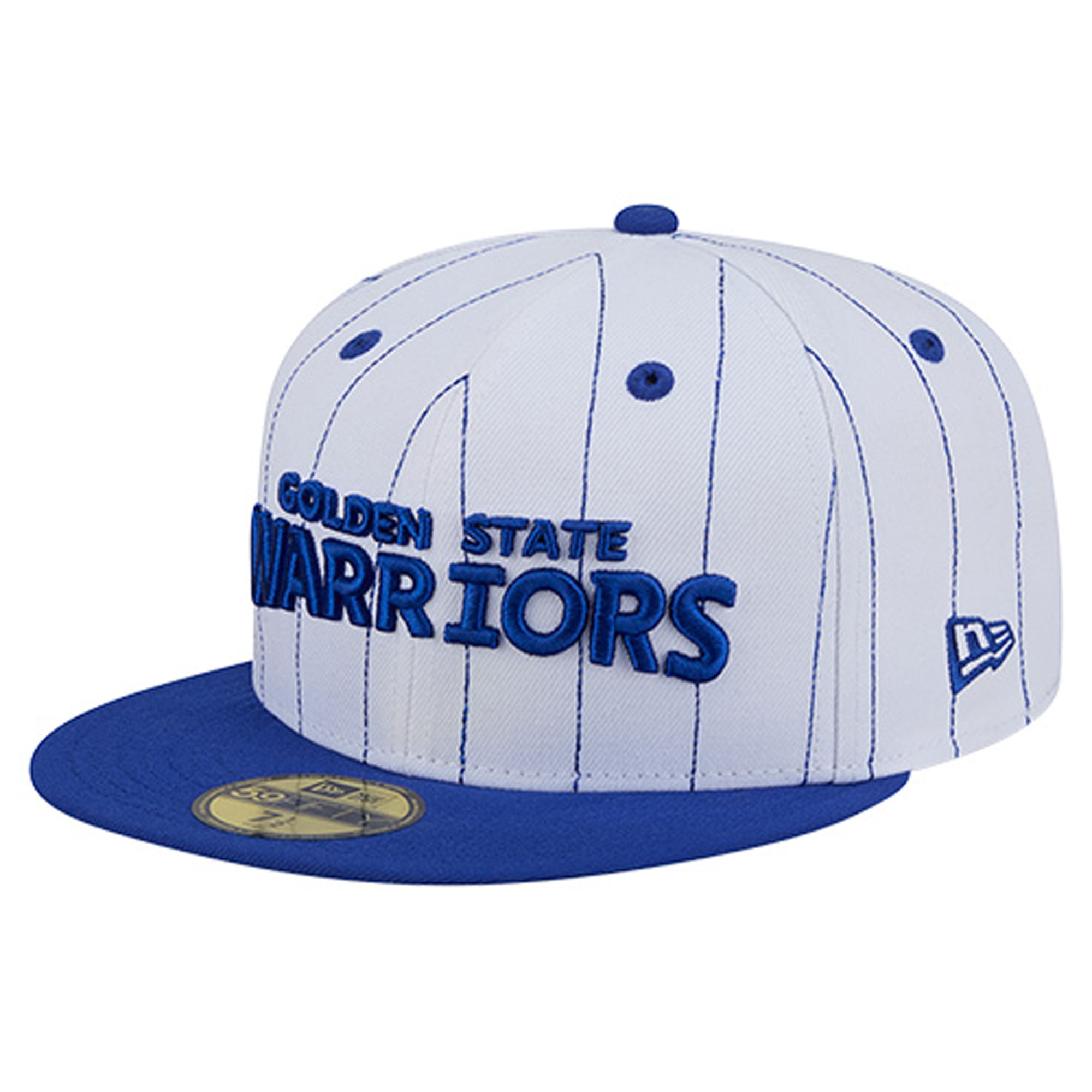 Men's New Era White Golden State Warriors Wordmark Pinstripe 59FIFTY Fitted Hat