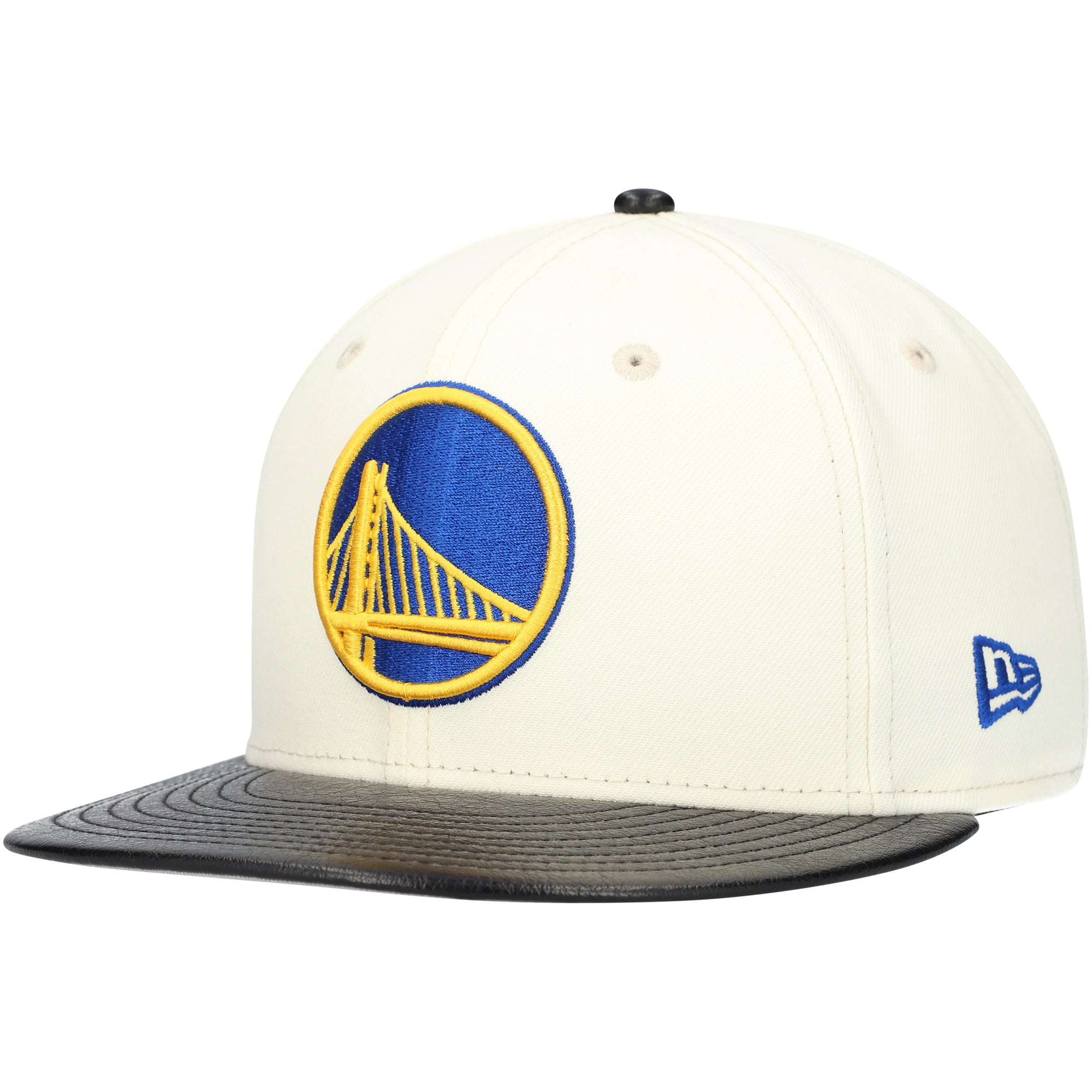 Men's Golden State Warriors New Era White/Black Faux Leather Visor Two-Tone 59FIFTY Fitted Hat