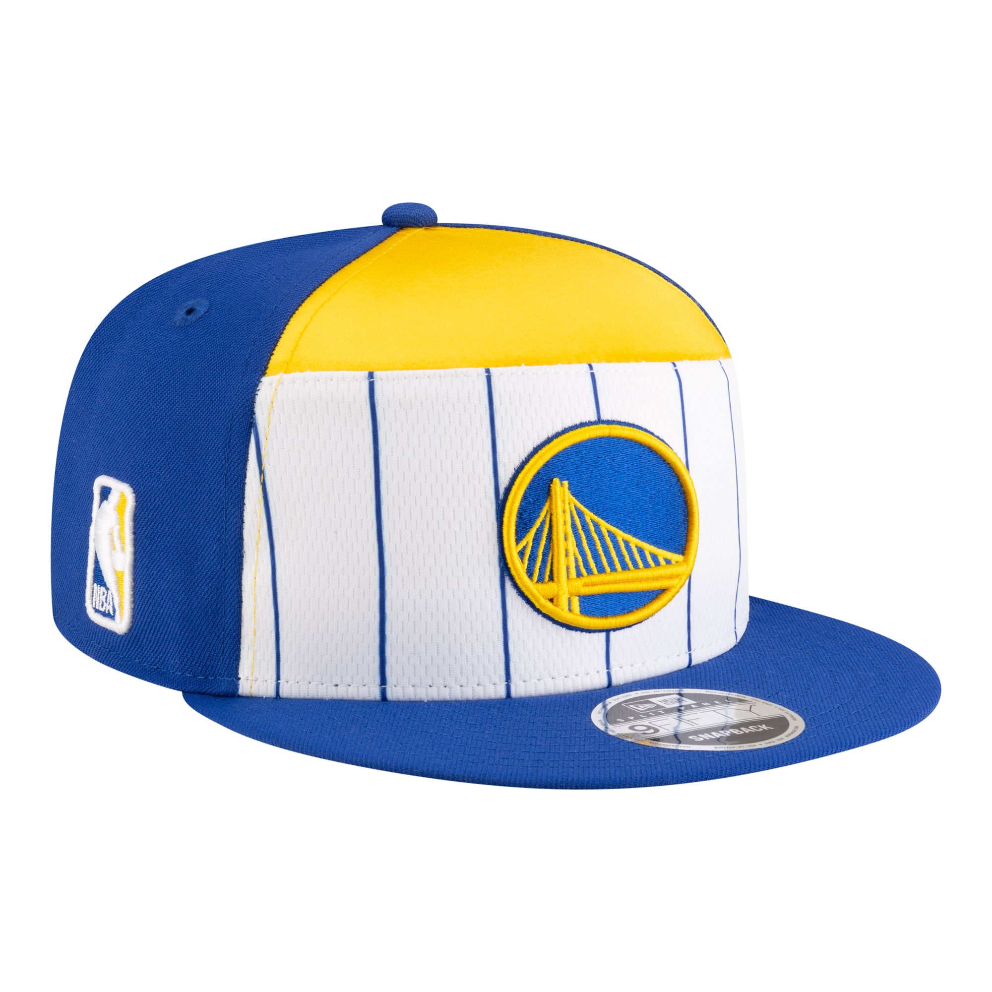 Men's New Era White/Royal Golden State Warriors 2025 NBA Tip Off Split Panel 9FIFTY Snapback Hat